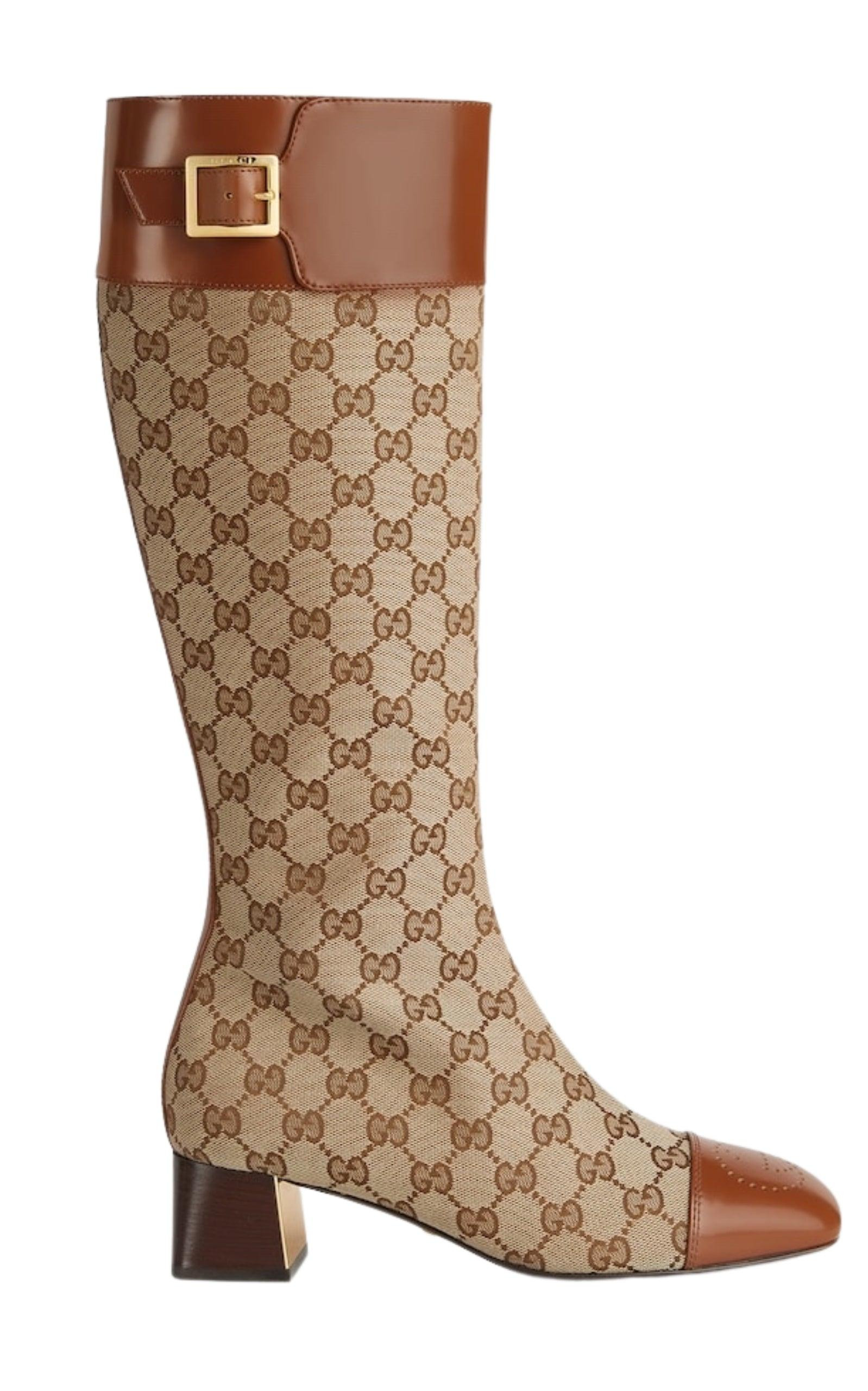 Ellis GG-Monogram Canvas Knee-High Boots - 4