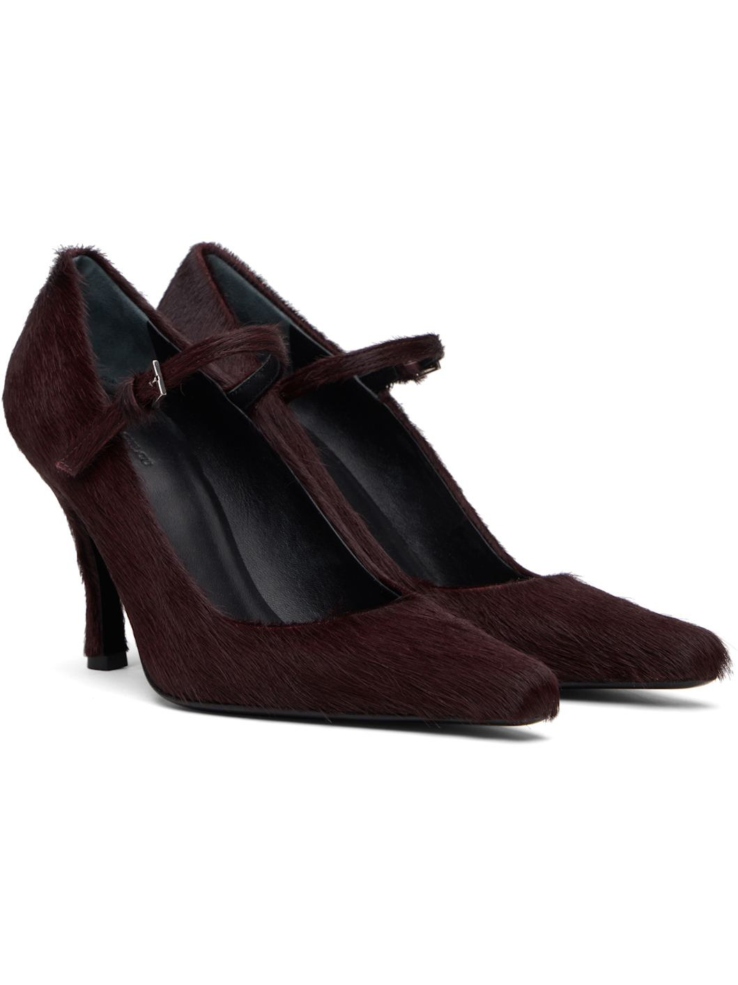 Burgundy Kabel Pony-Effect Leather Heels - 4
