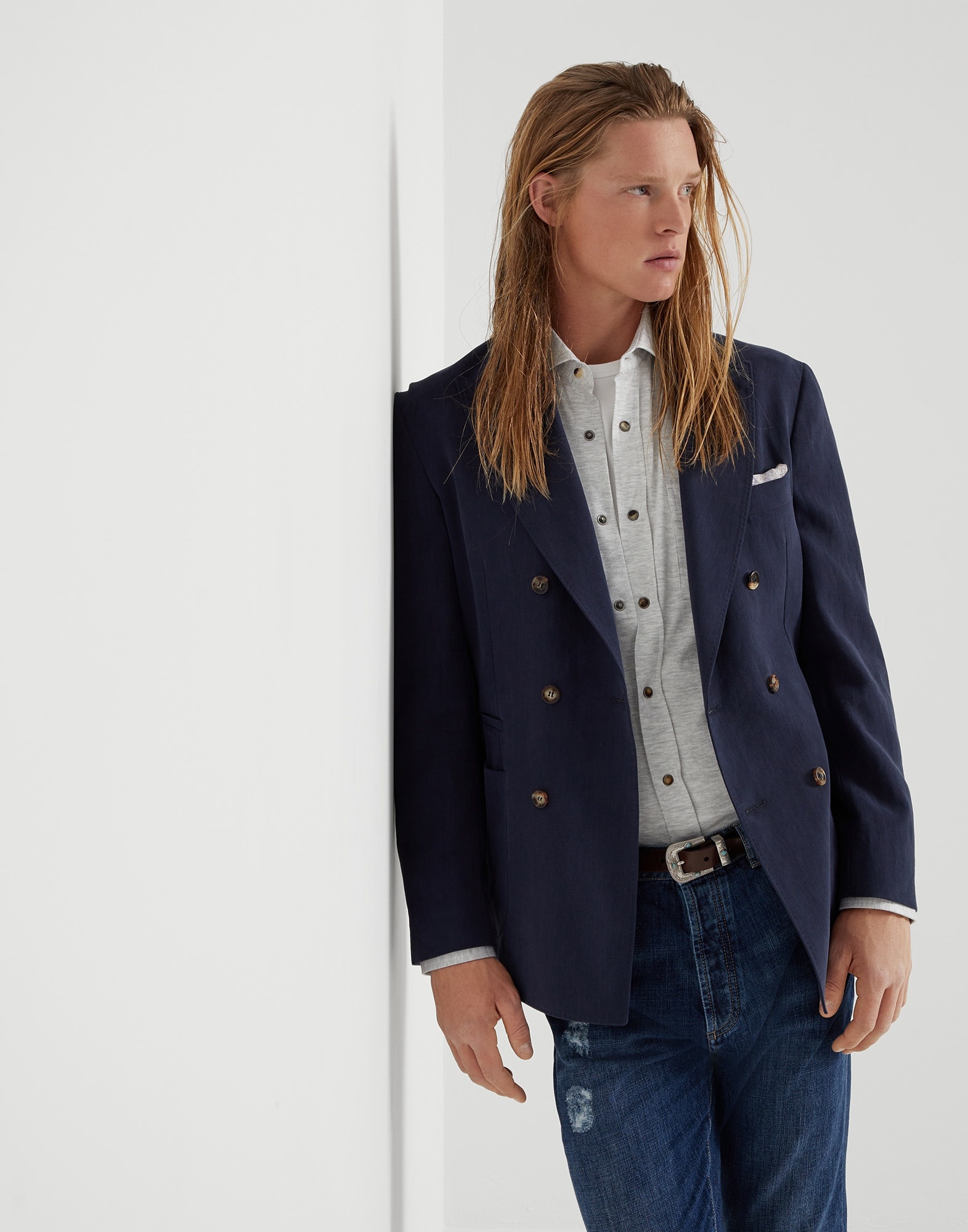 Linen and cotton jersey western shirt - 4