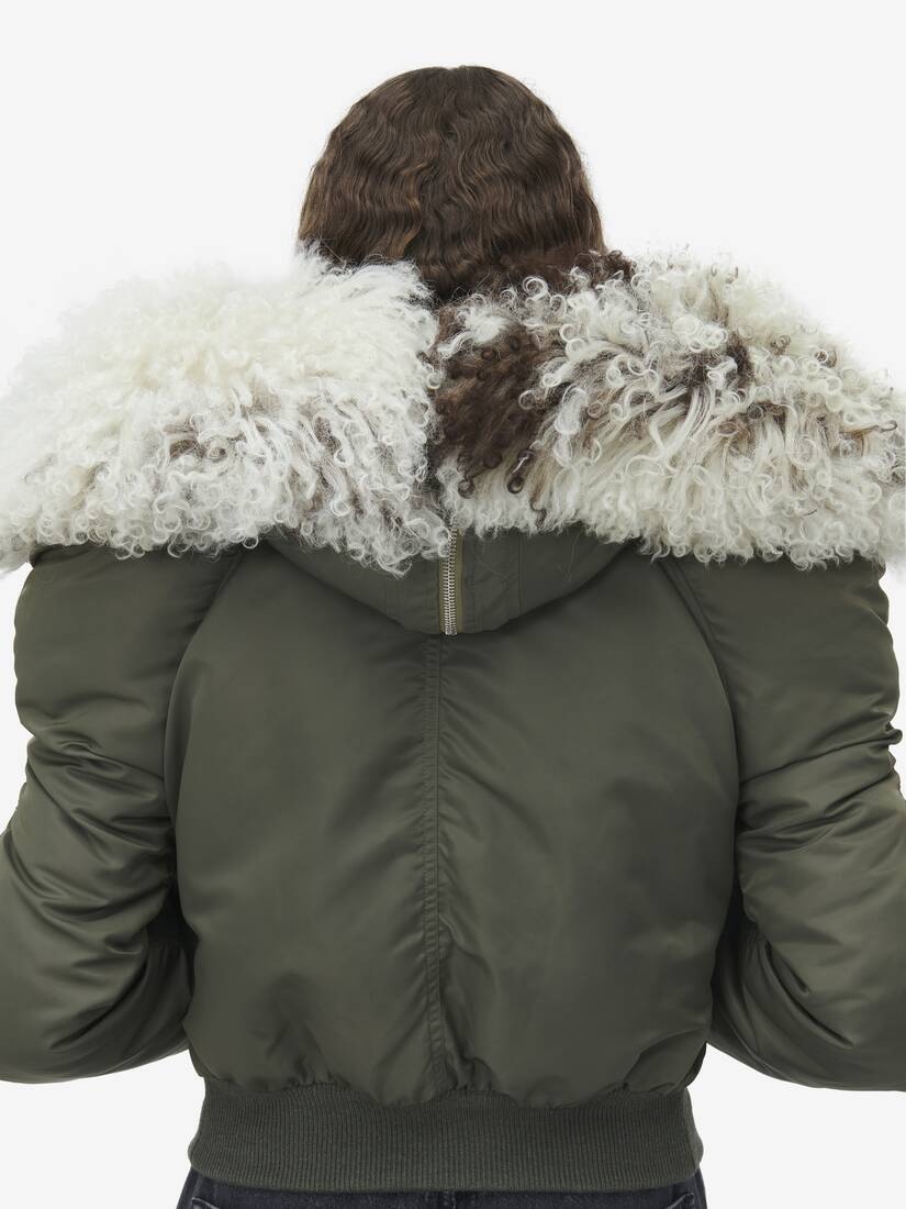 Shearling Collar Bomber Jacket - 6