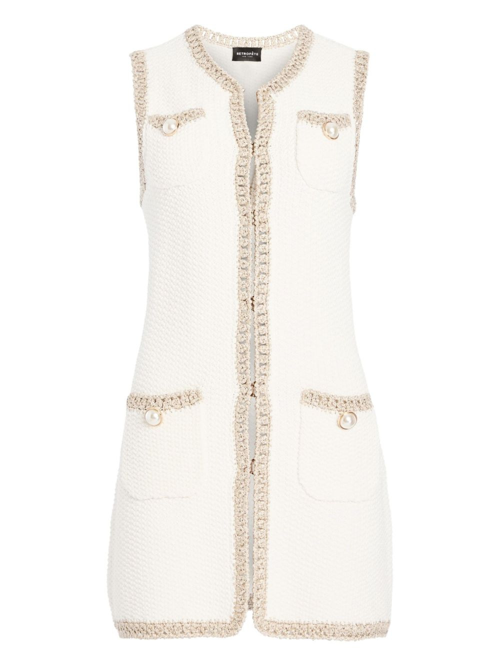 pearl-detailing tweed vest - 1