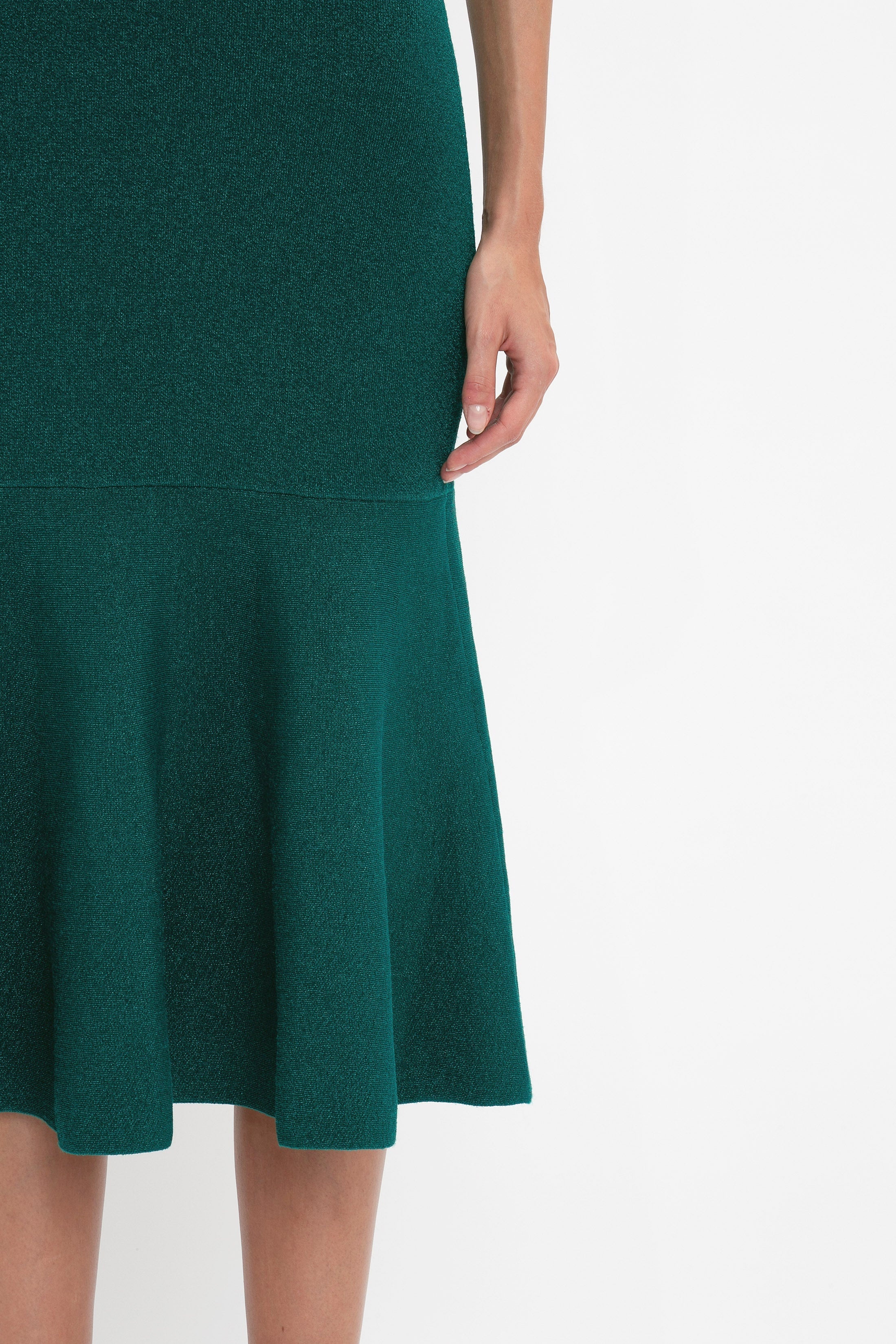VB Body Flared Skirt In Lurex Green - 5