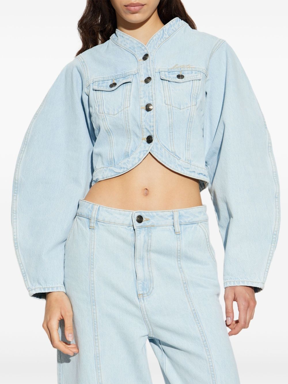 cropped denim jacket - 3