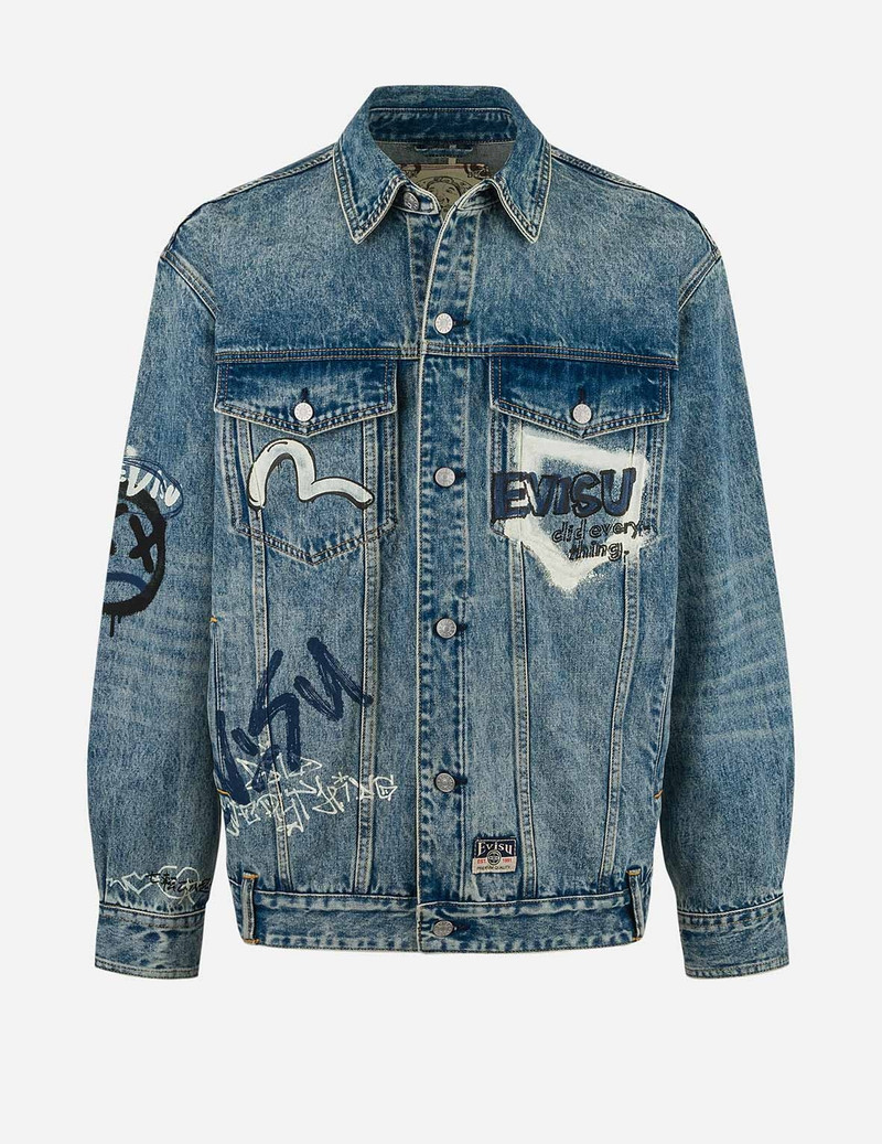 Graffiti Prints Regular Fit Denim Jacket - 1