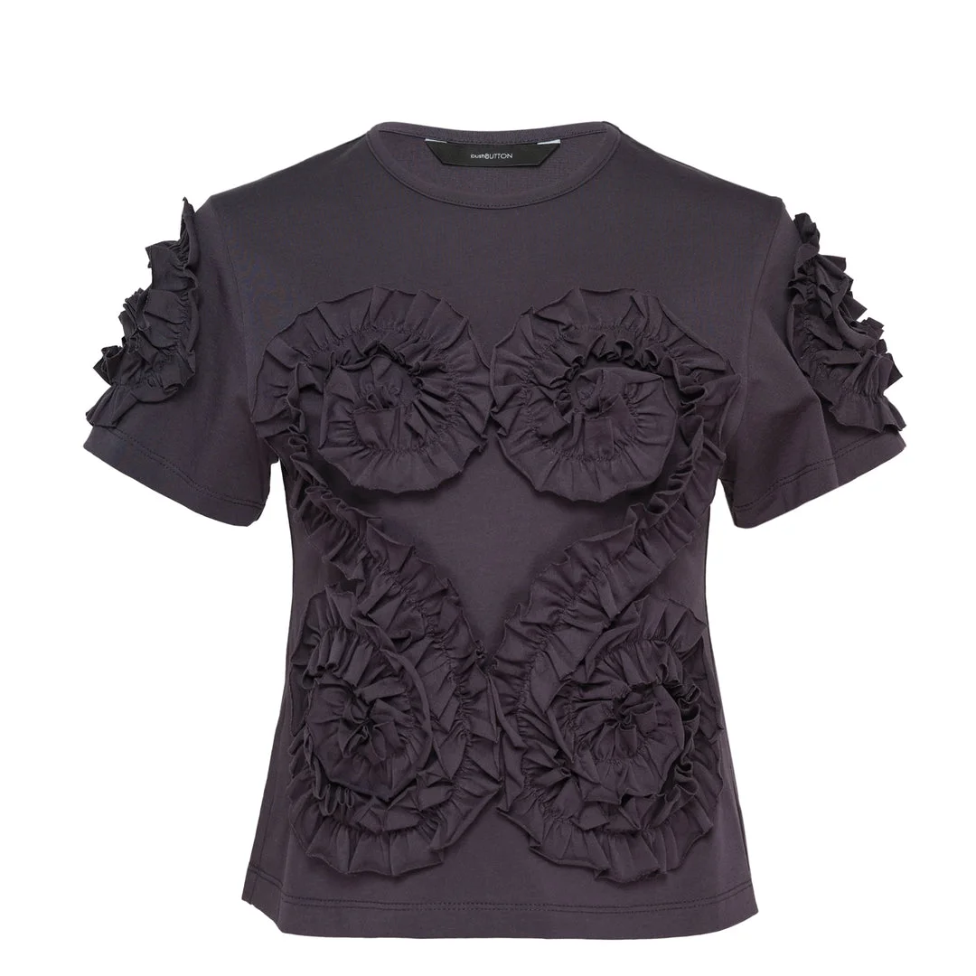 Dark Gray Frill Jersey Top - 1