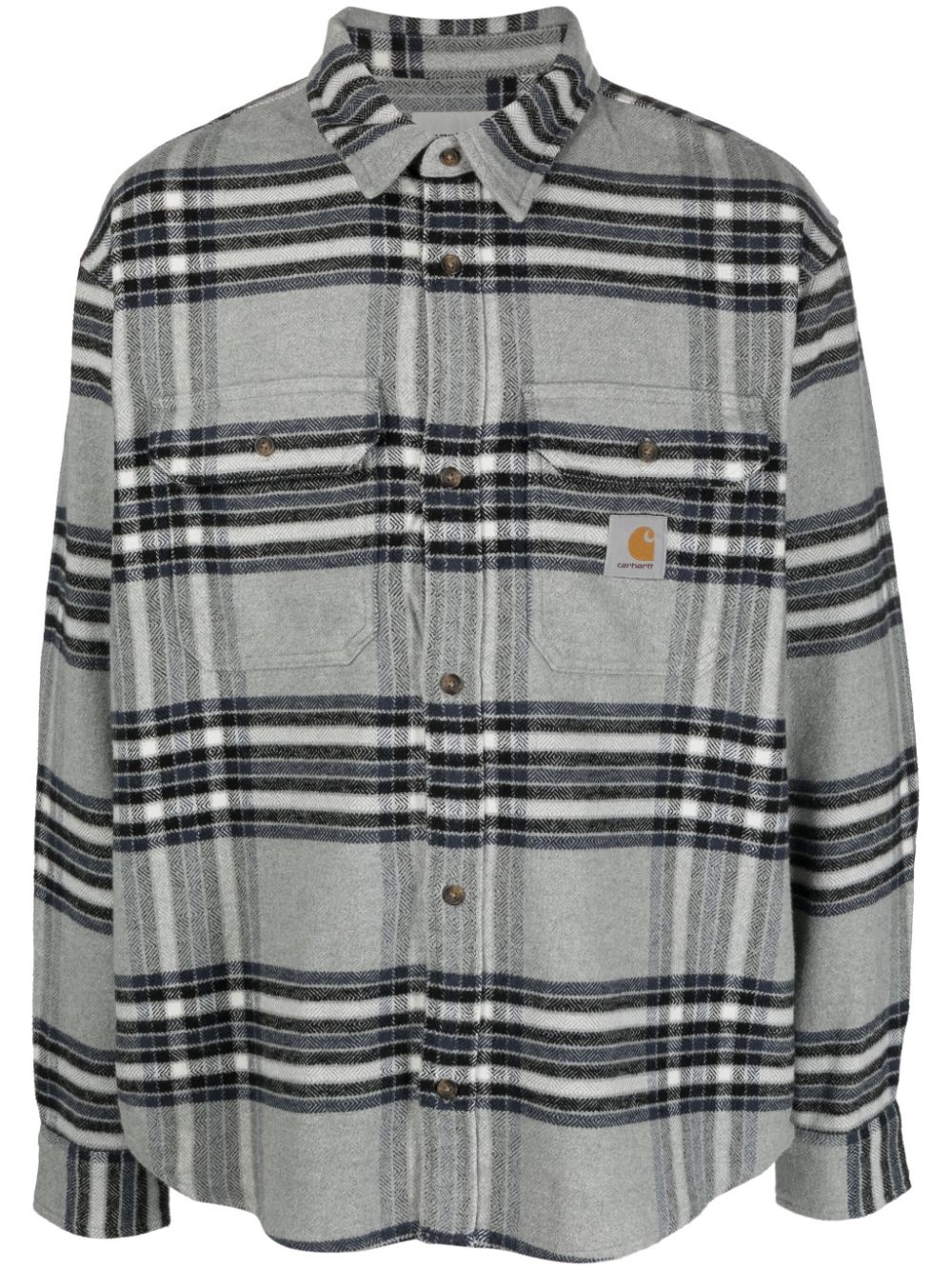 logo-patch plaid cotton shirt - 1