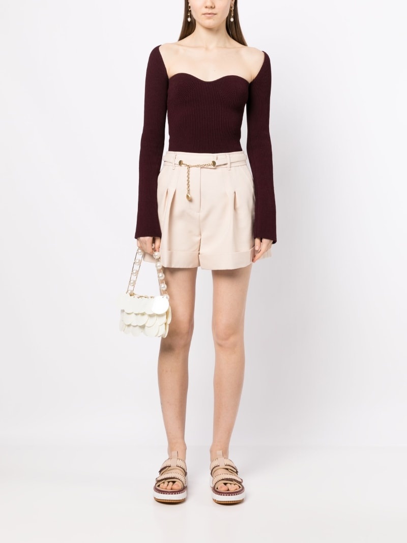 belted waist wool-blend shorts - 2