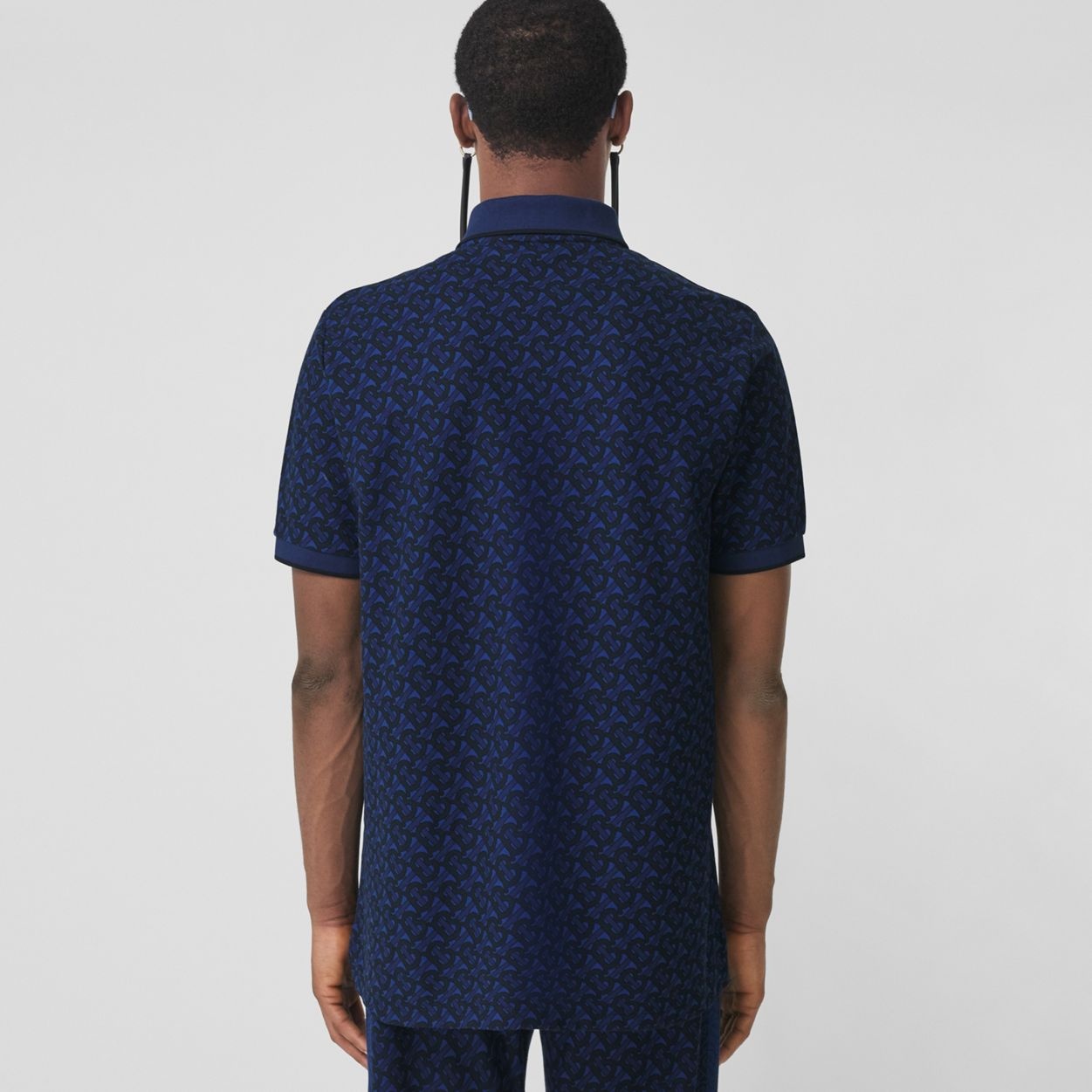 Monogram Print Cotton Piqué Oversized Polo Shirt - 4