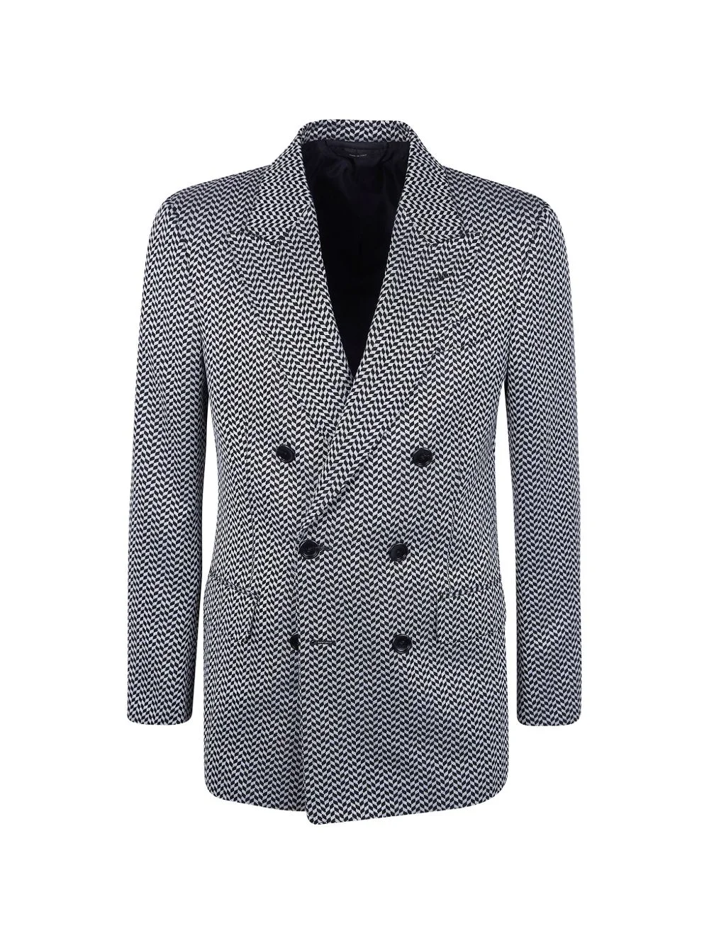 herringbone double-breasted jacket - 1