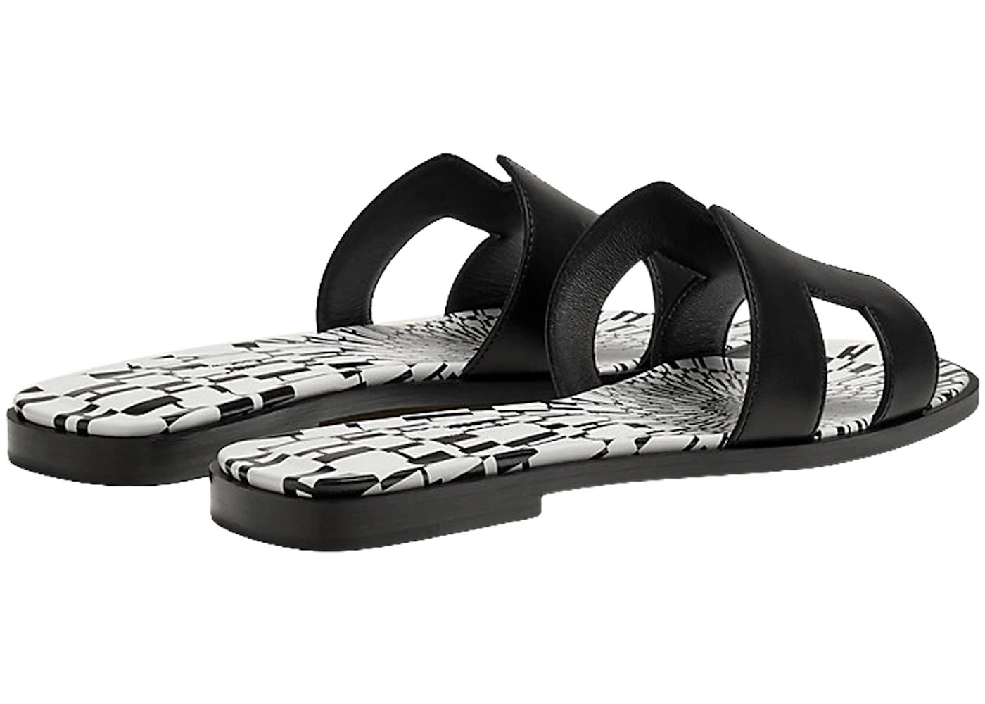 Hermes Oran Sandal Print Noir Calfskin Leather - 3