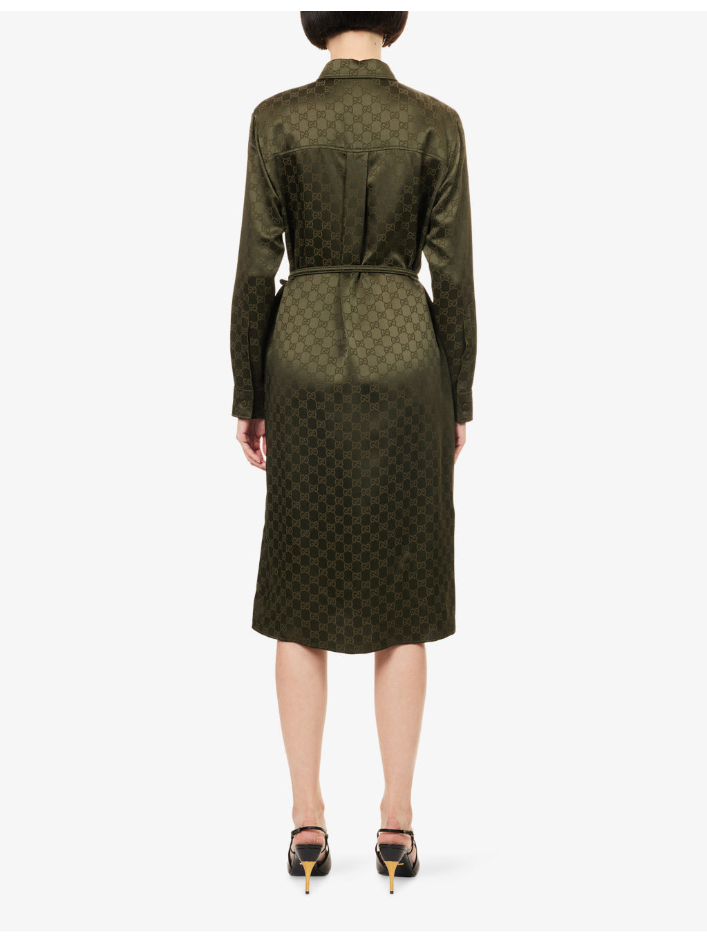 GG Monogram Satin Midi Dress - 4