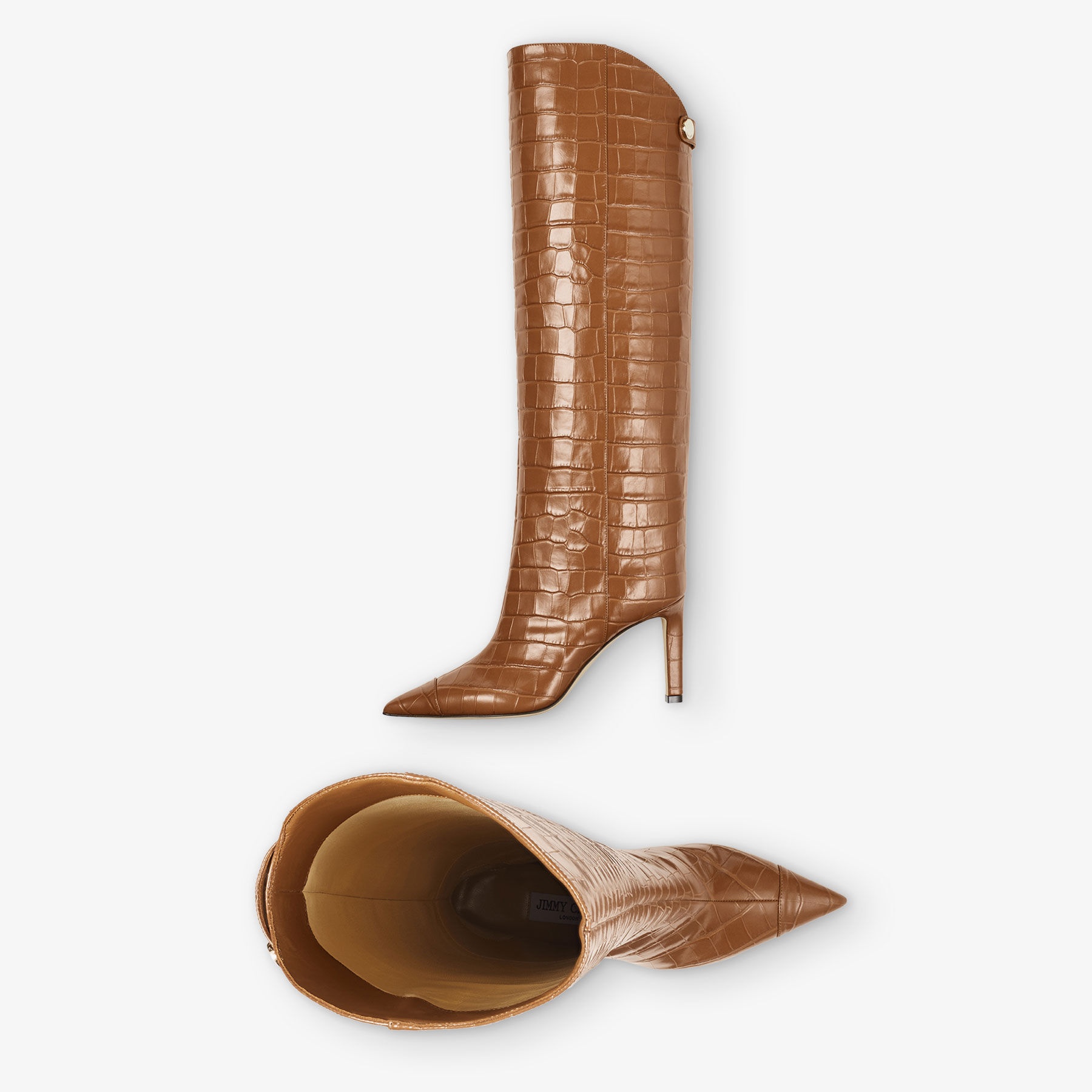 Alizze Knee Boot 85
Tan Croc-Embossed Leather Knee-High Boots - 5