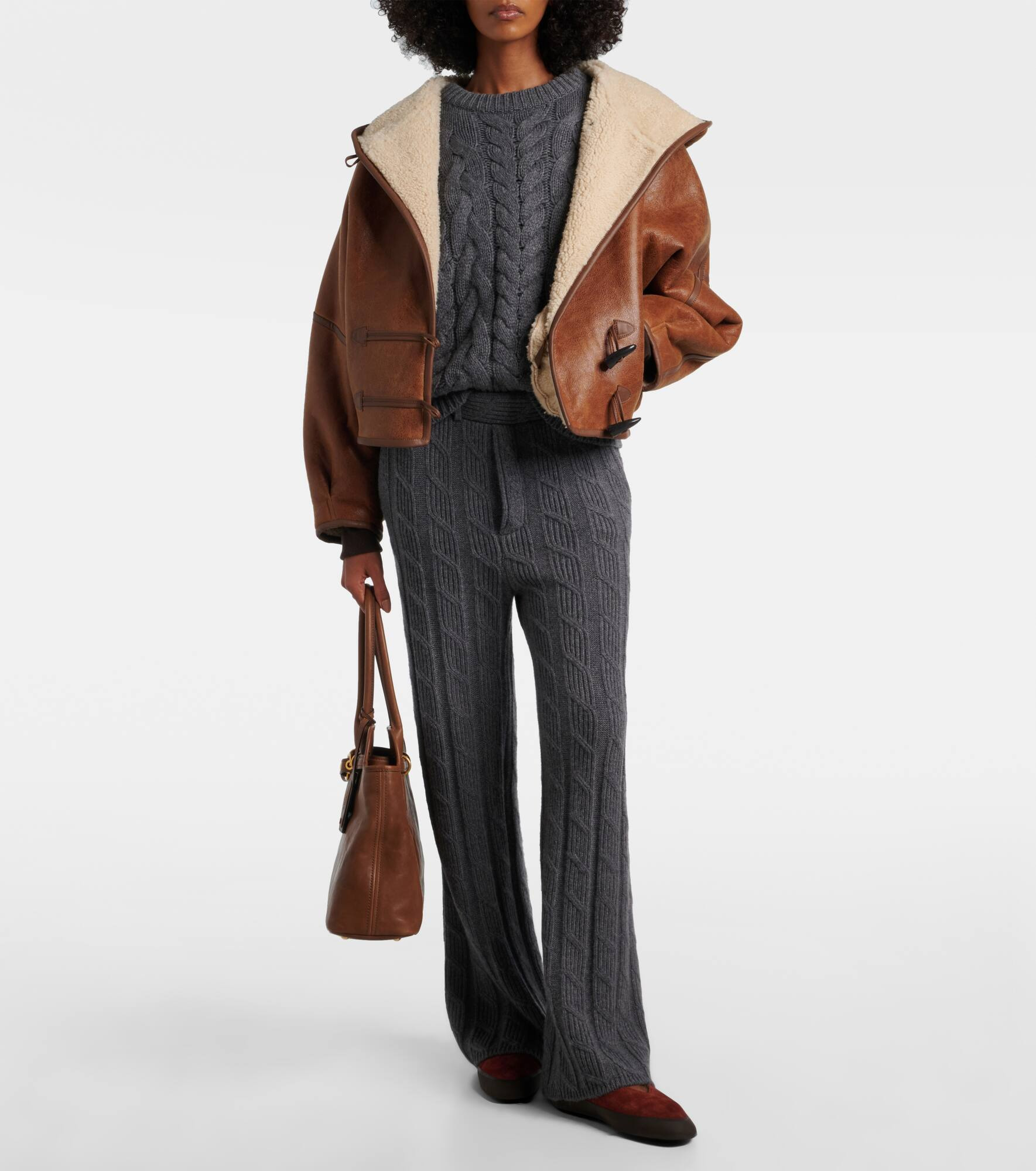 Apres Ski shearling-lined suede flats - 3