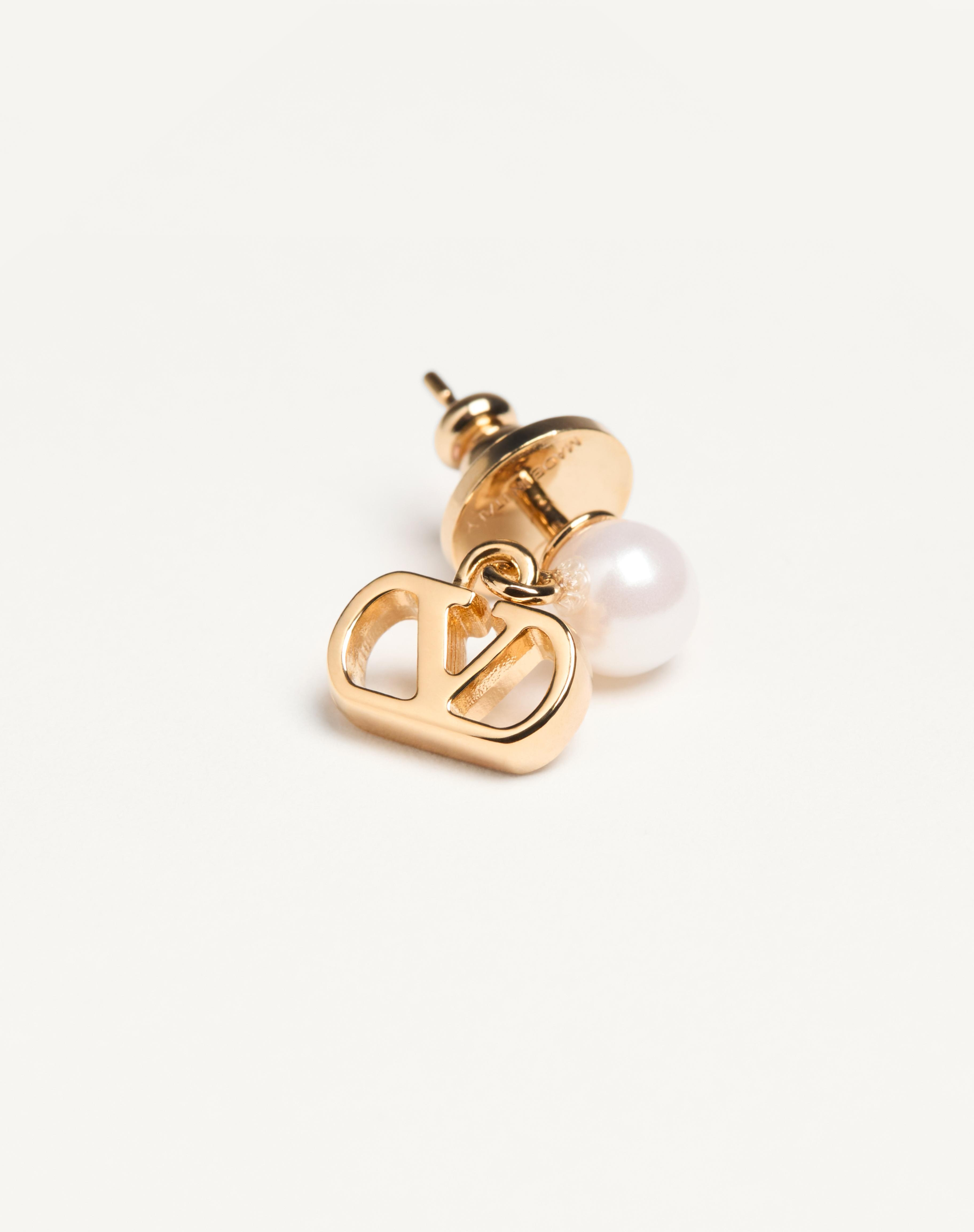 VLOGO SIGNATURE METAL AND PEARL EARRINGS - 3