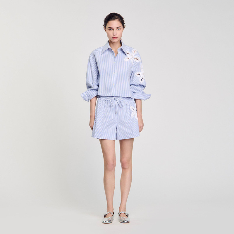 Sandro STRIPED SHORTS WITH FLOWER DETAIL outlook