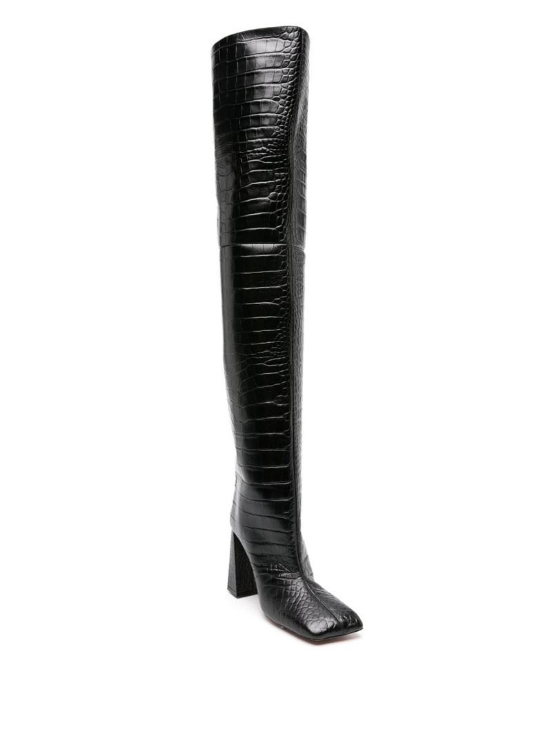 Amina Muaddi Marine 95mm crocodile-effect boots outlook