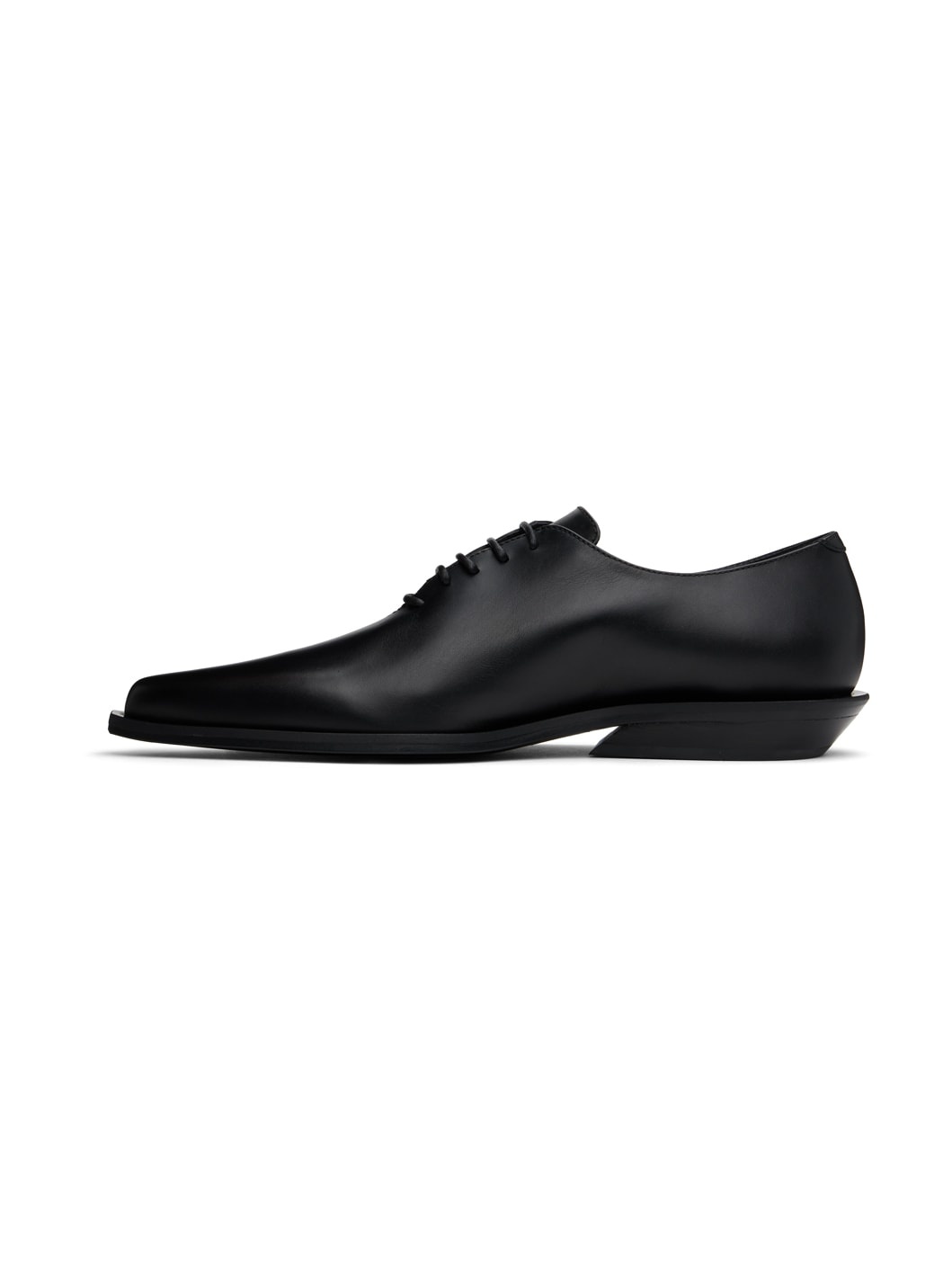 Black Mika Pointy Micro Heel Oxfords - 3
