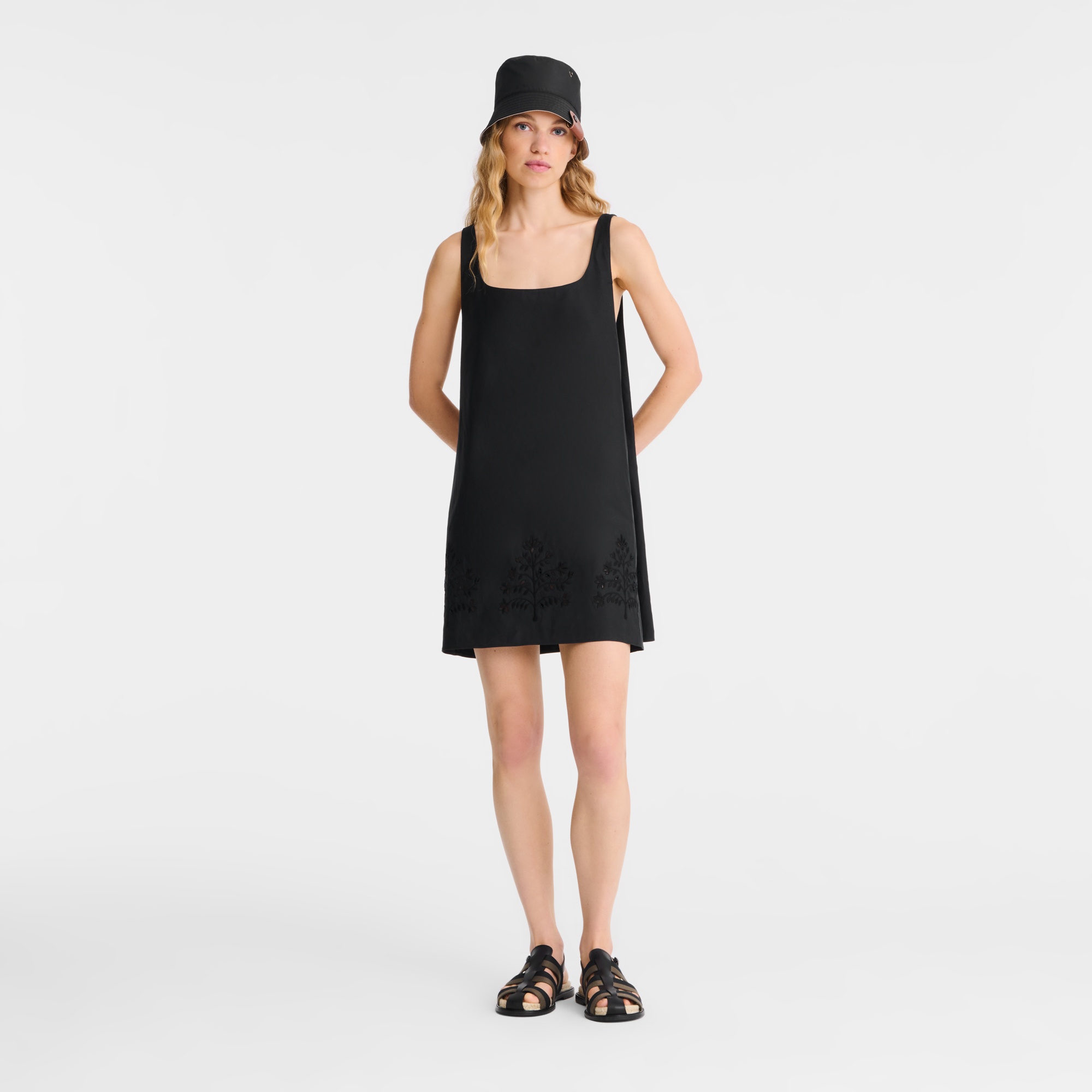 Dress Black - Embroidered canvas - 2