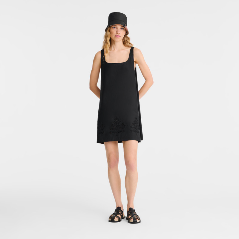 Longchamp Dress Black - Embroidered canvas outlook