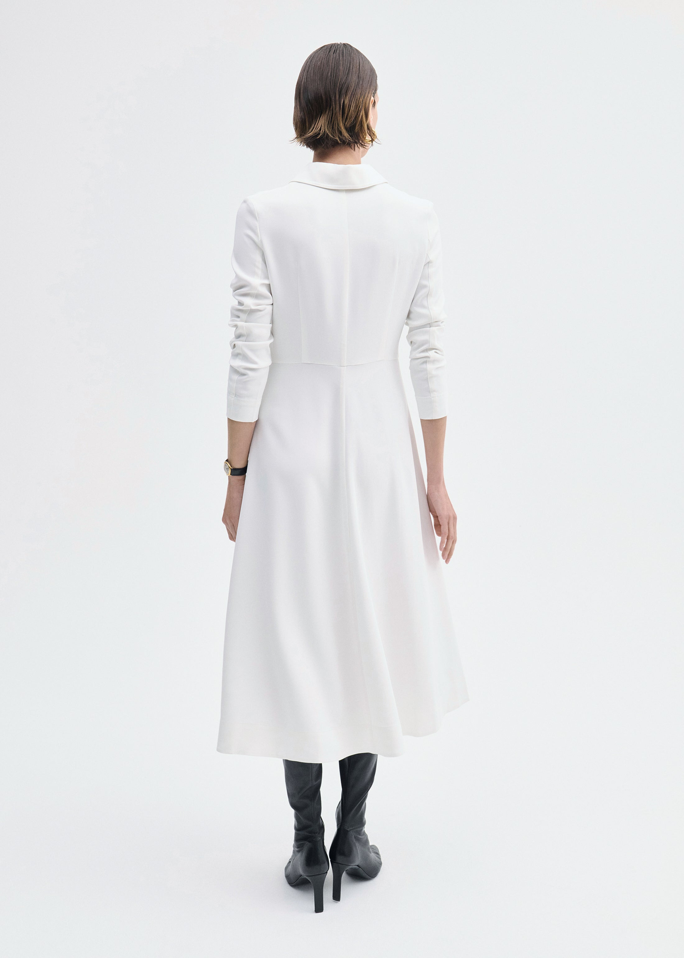 Long Sleeve Shirt Dress in Crepe - 4