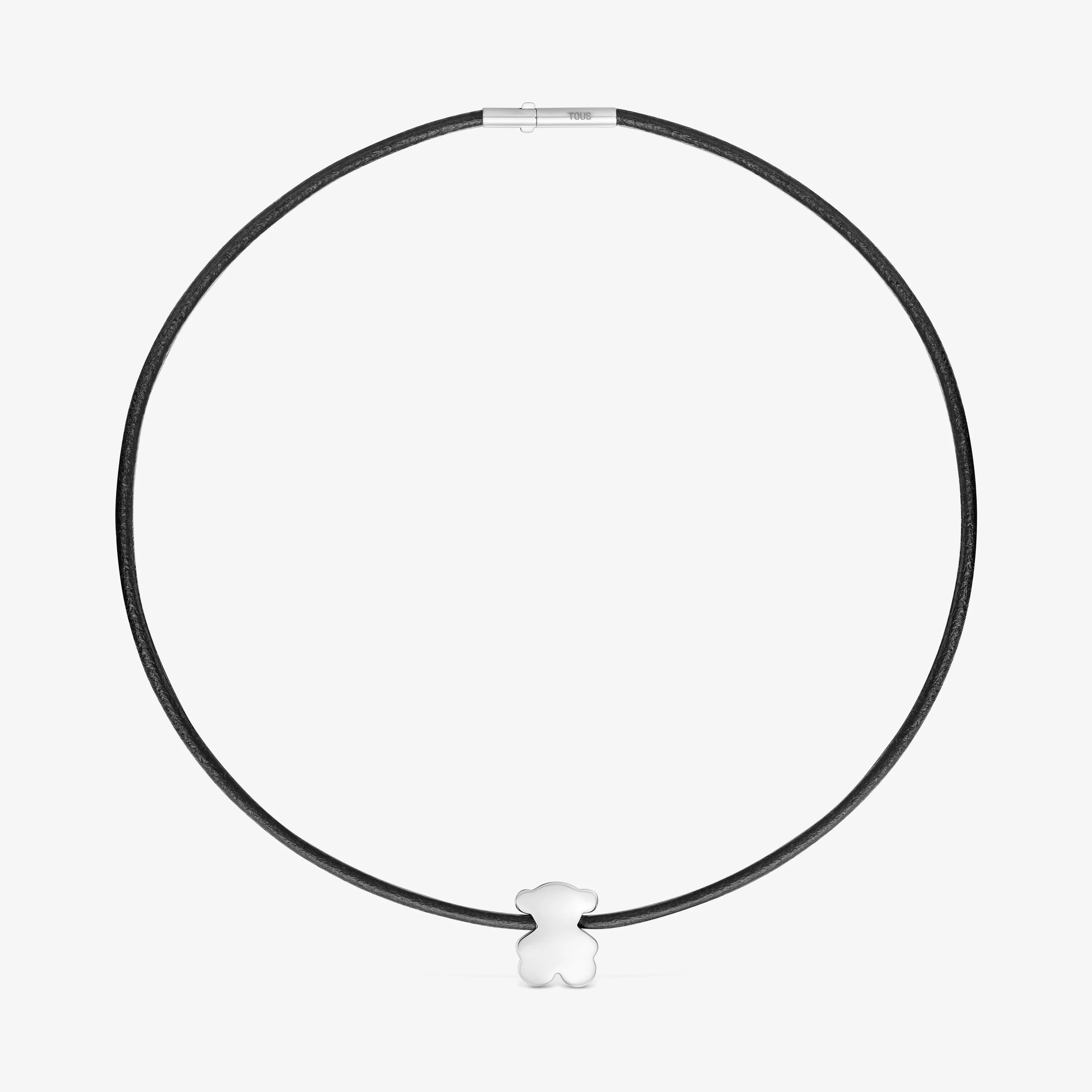 Bear necklace in silver and rubber 18 mm Bold Motif - 1