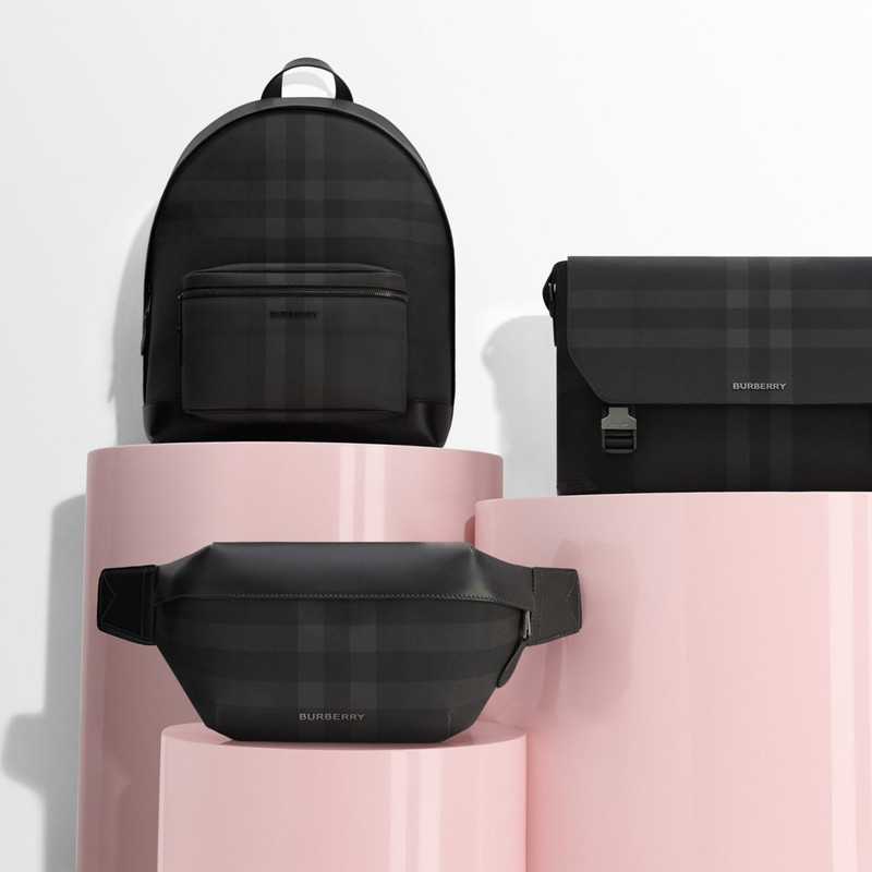 Charcoal Check and Leather Large Messenger Bag 11