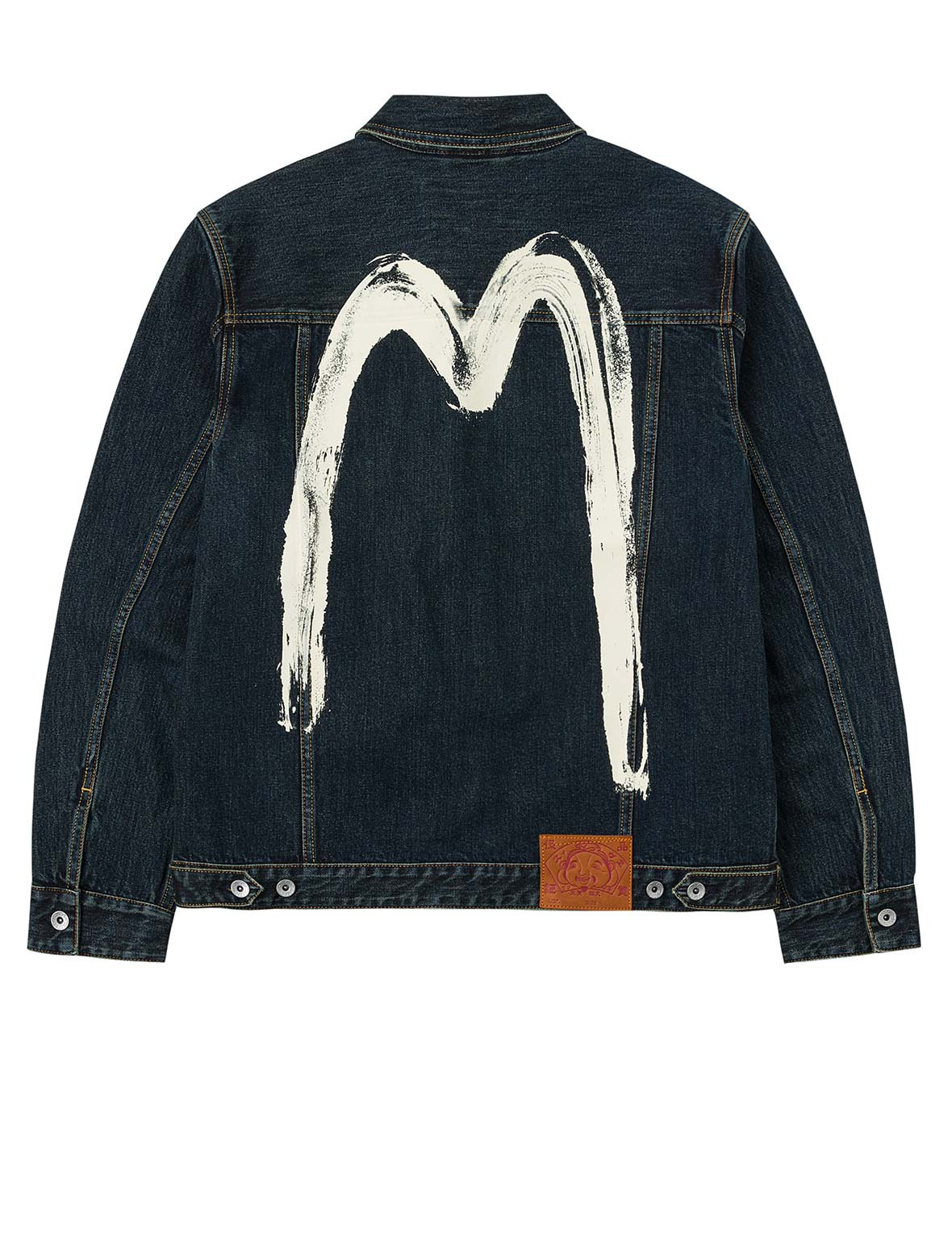 Washed Brushstroke Daicock Print Regular Fit Denim Jacket - 12