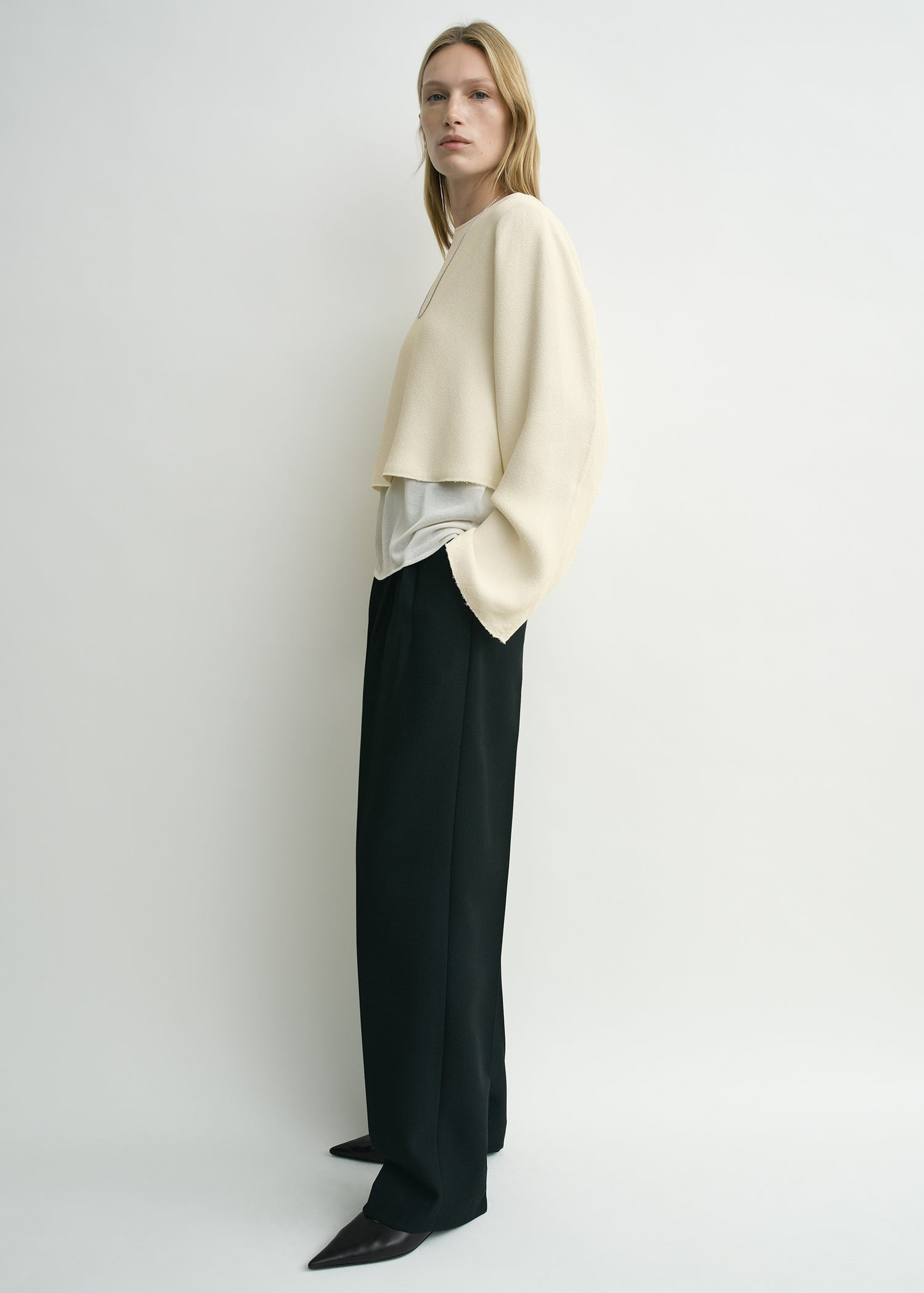 Cropped sablé blouse macadamia - 3