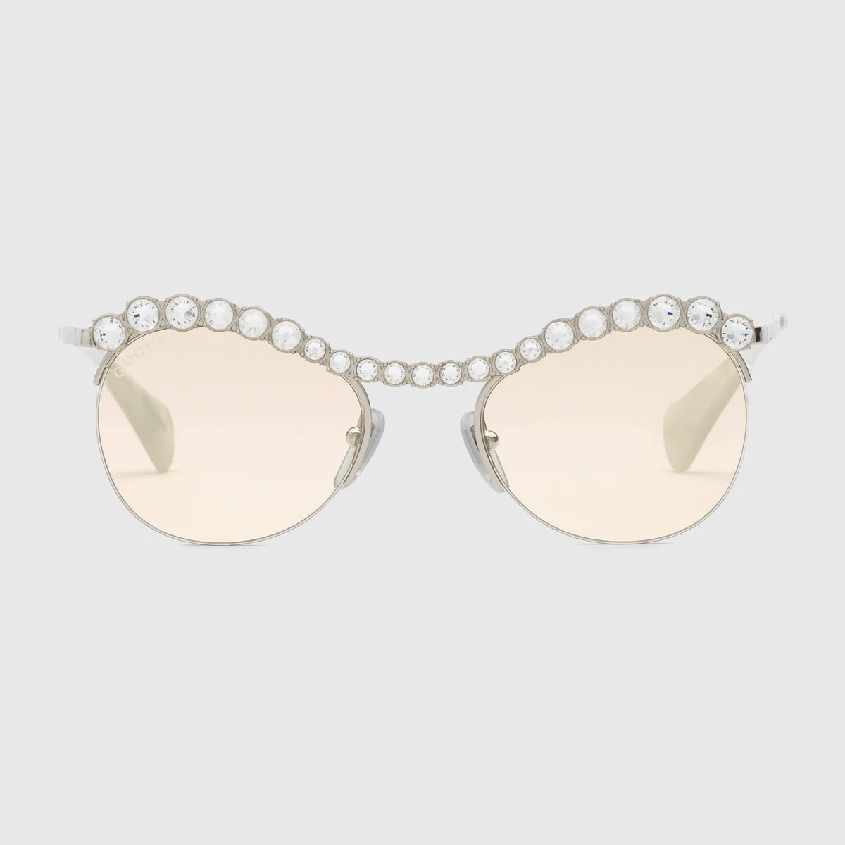 Round-frame sunglasses with crystals - 1