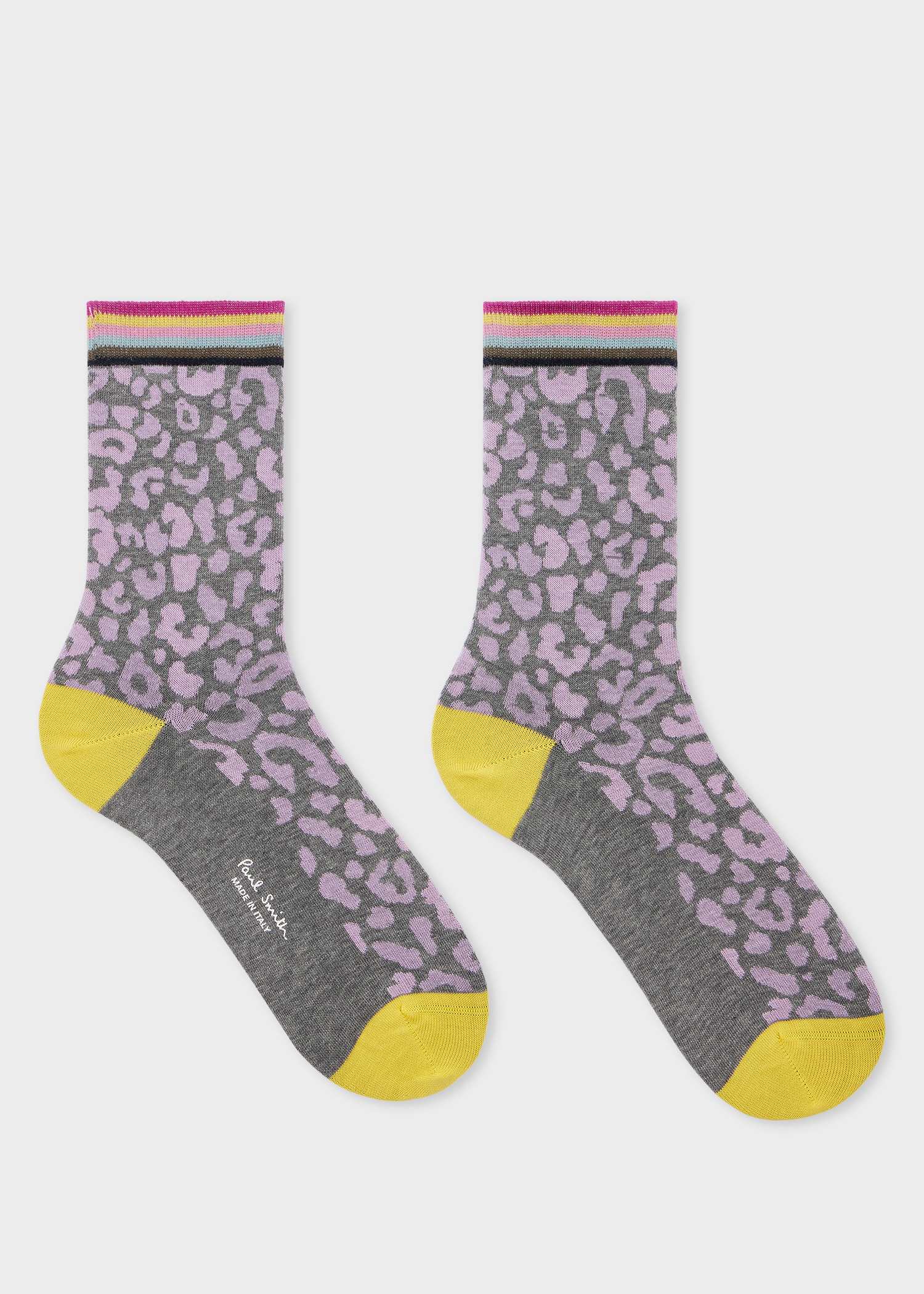 Women's Grey 'Leopard' Colour Block Socks - 2