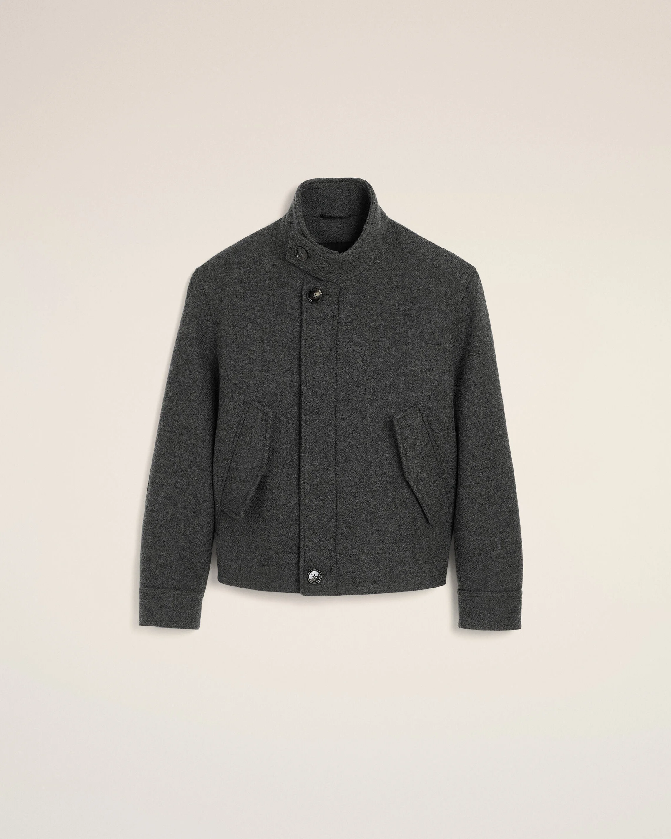 GREY WOOL PADDED HARRINGTON JACKET - 1