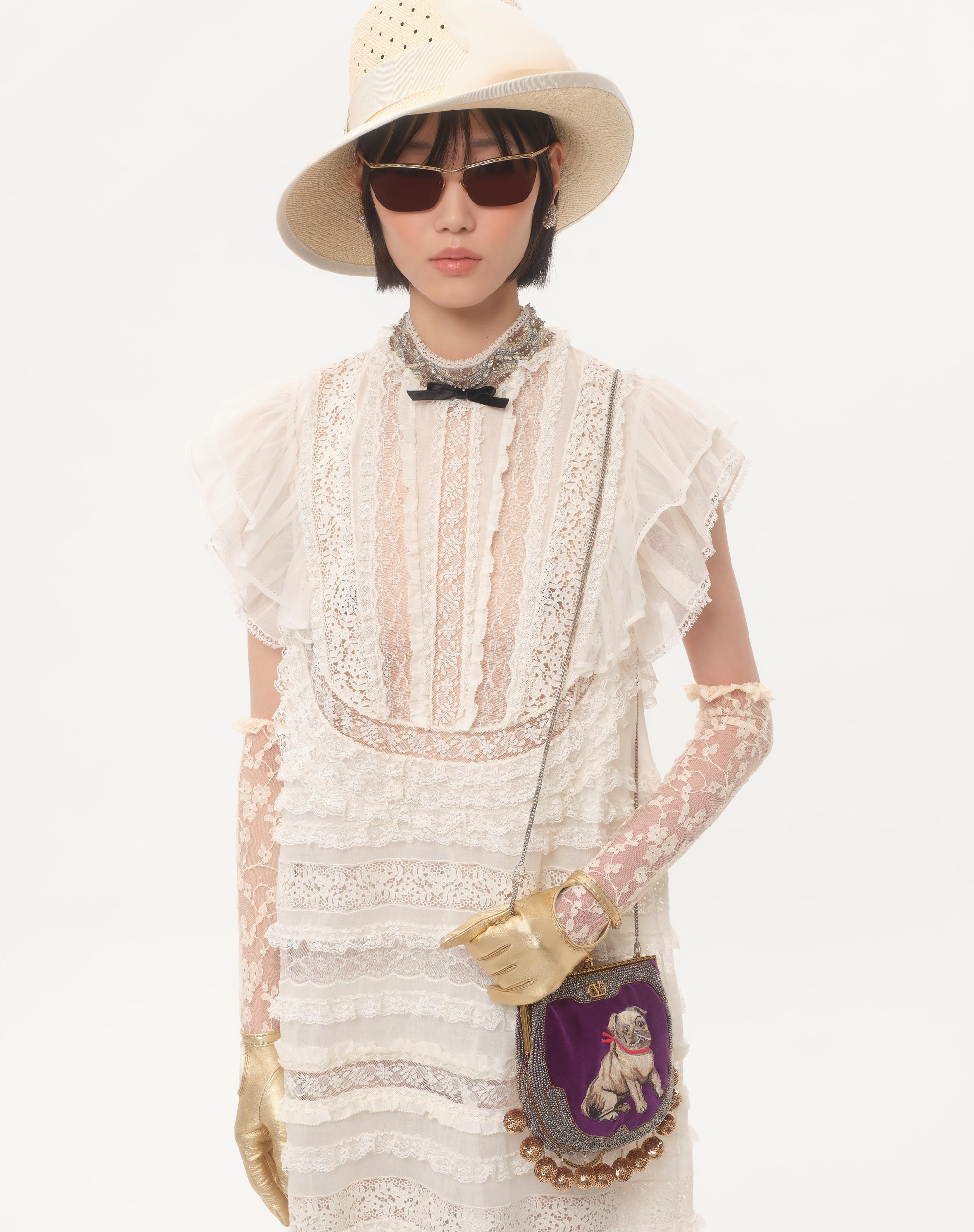 VALENTINO GARAVANI NELLCOTE FAIRYTALES VELVET CLUTCH WITH LE CHIEN DE LA MAISON EMBROIDERY - 7