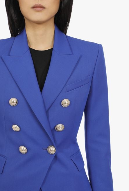 “Gitane” blue cotton blazer with double-breasted gold-tone buttoned closure - 6