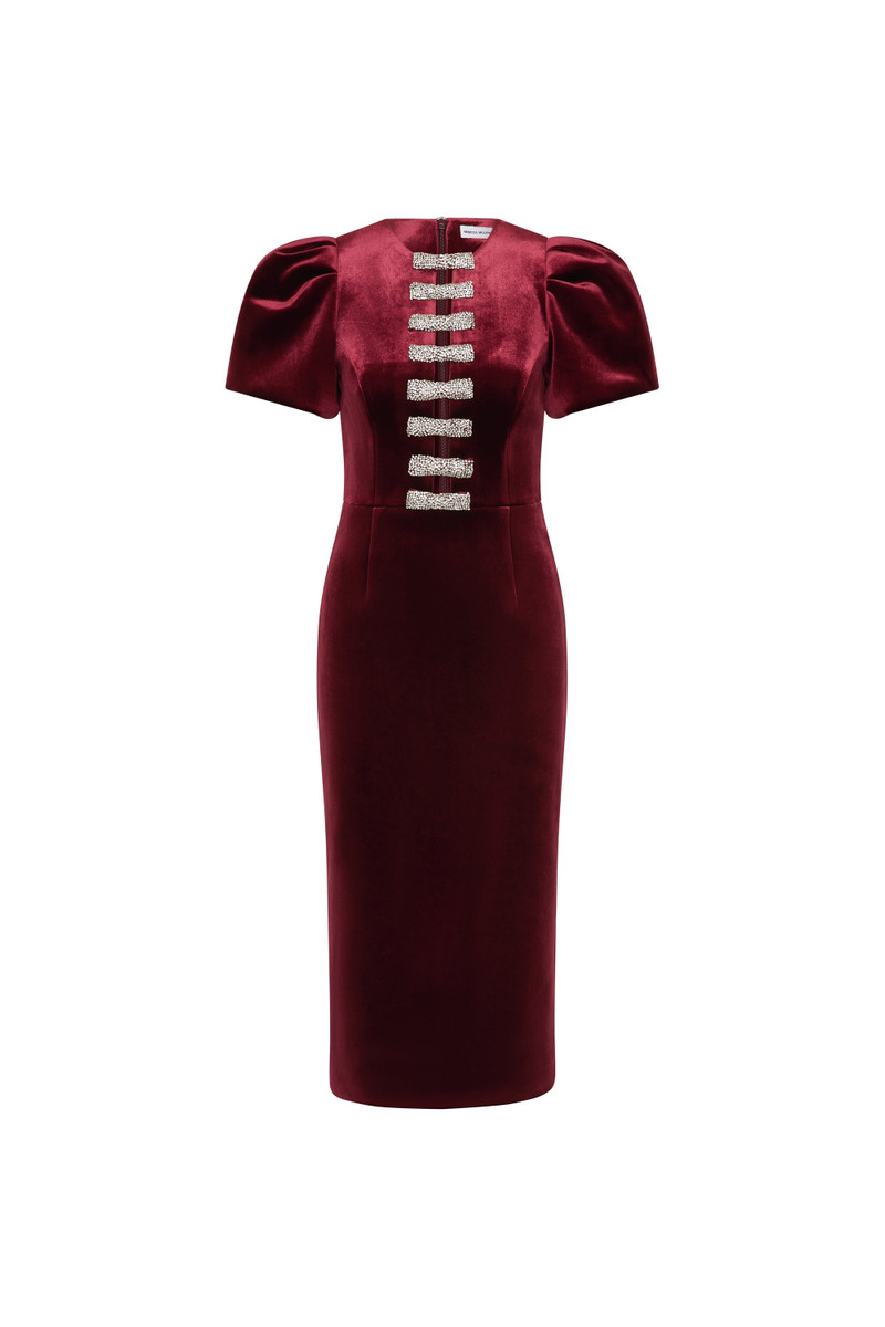 Edwiena Puff Sleeve Bow Midi Dress 1