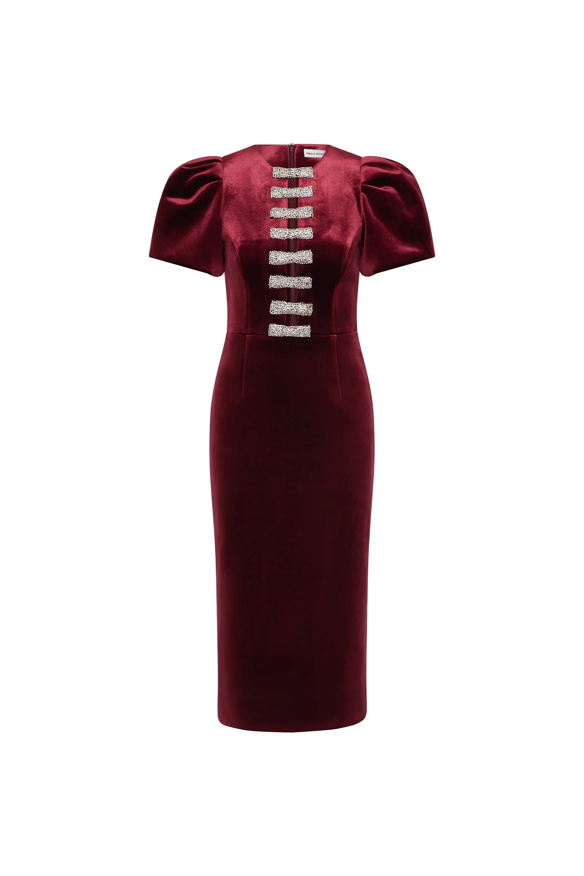 Edwiena Puff Sleeve Bow Midi Dress - 1