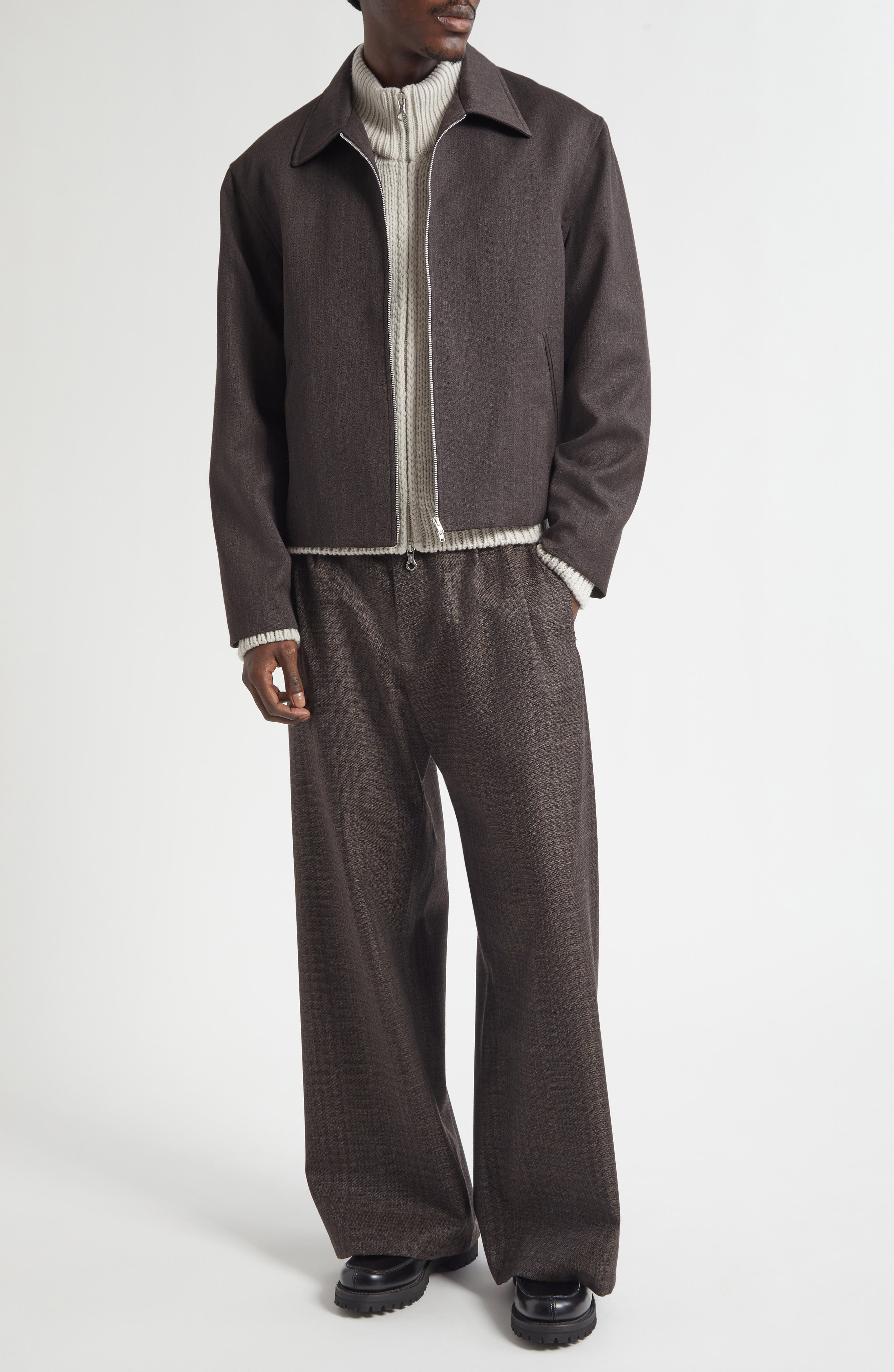 OUR LEGACY Mini Virgin Wool Jacket in Havana Brown Chain Wool at Nordstrom - 2