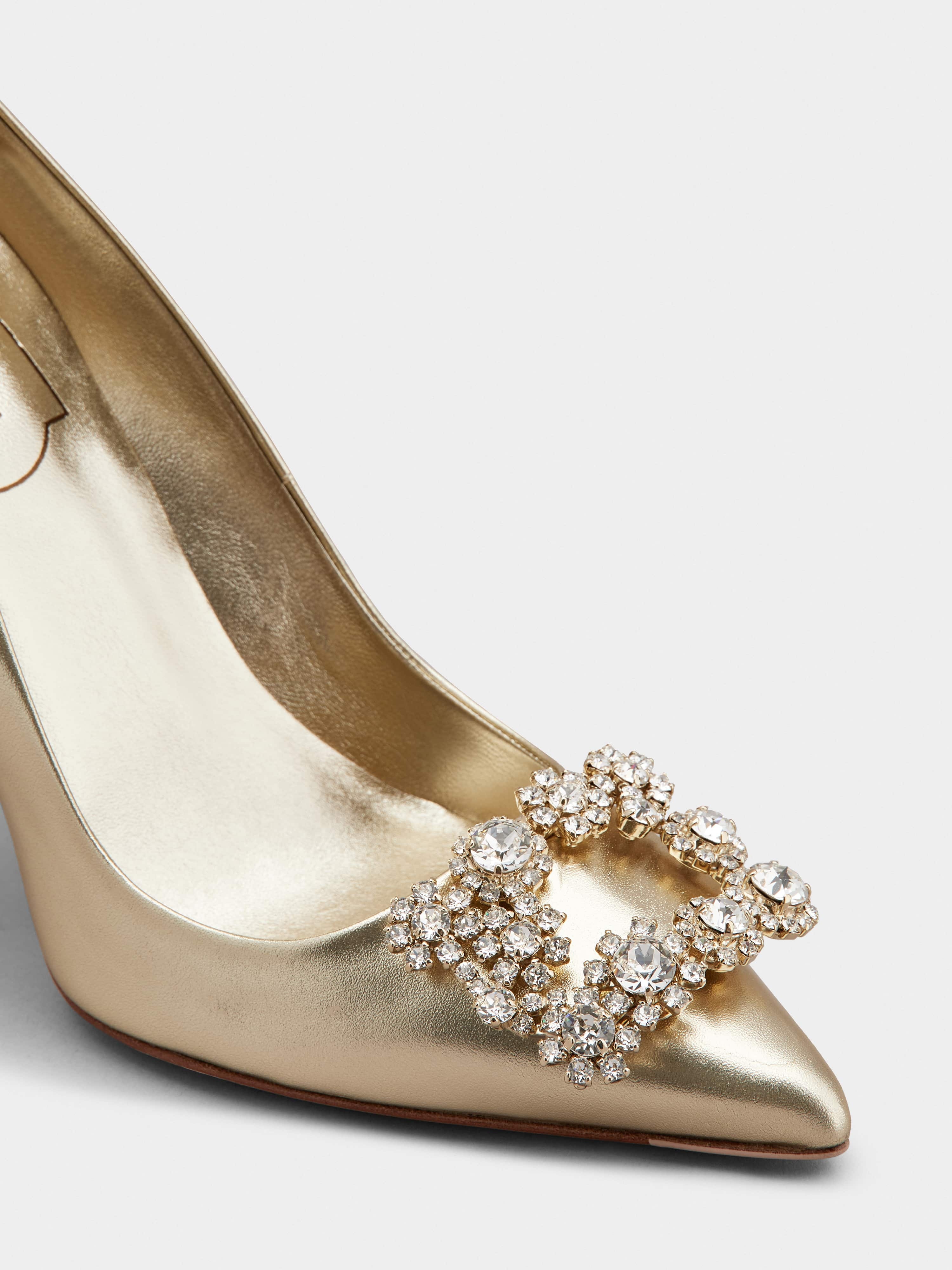 Flower Strass Buckle Pumps in Nappa Leather - 3