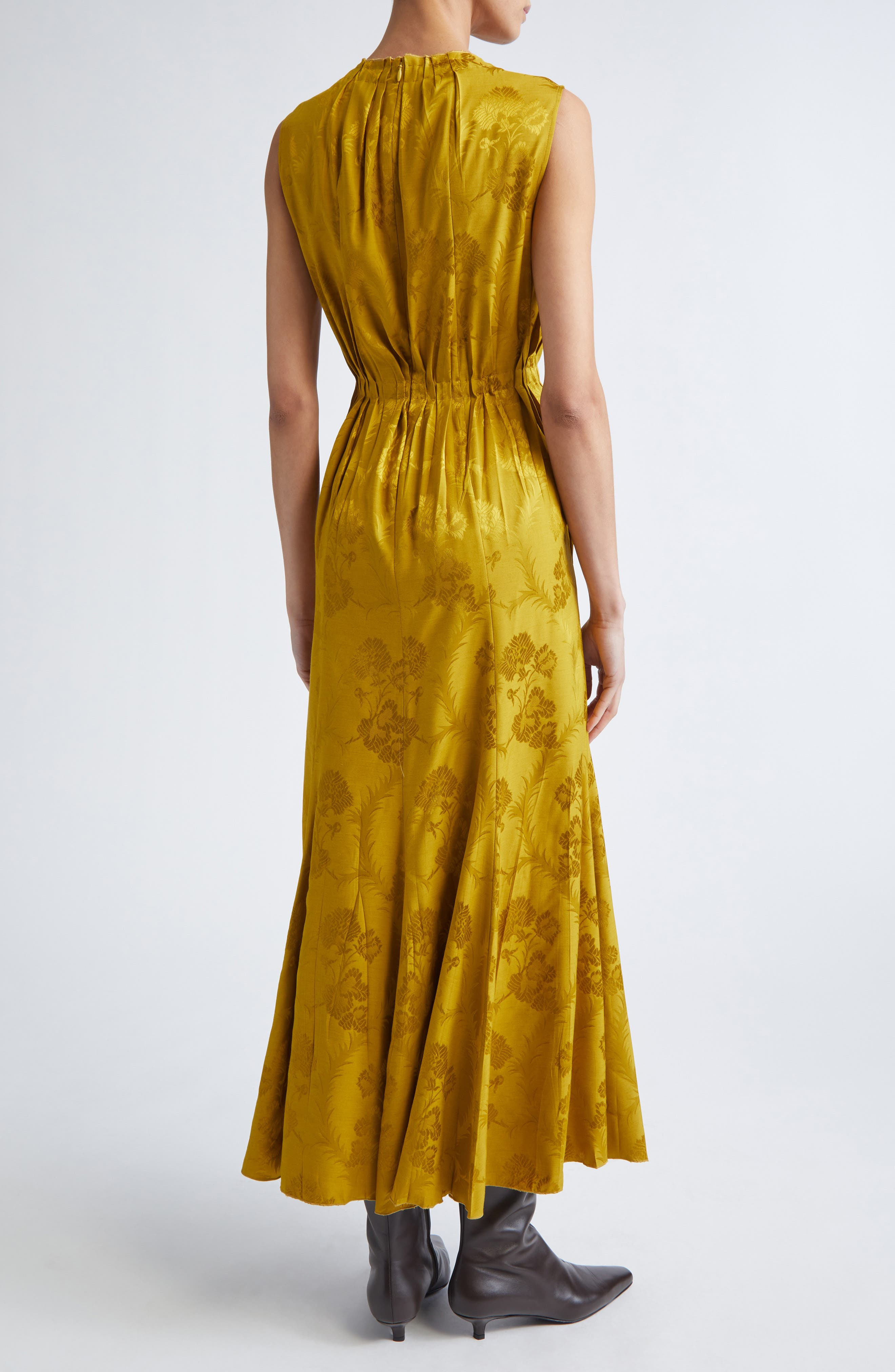 Etro Leafy Jacquard Sleeveless Midi Dress in Senape at Nordstrom - 2