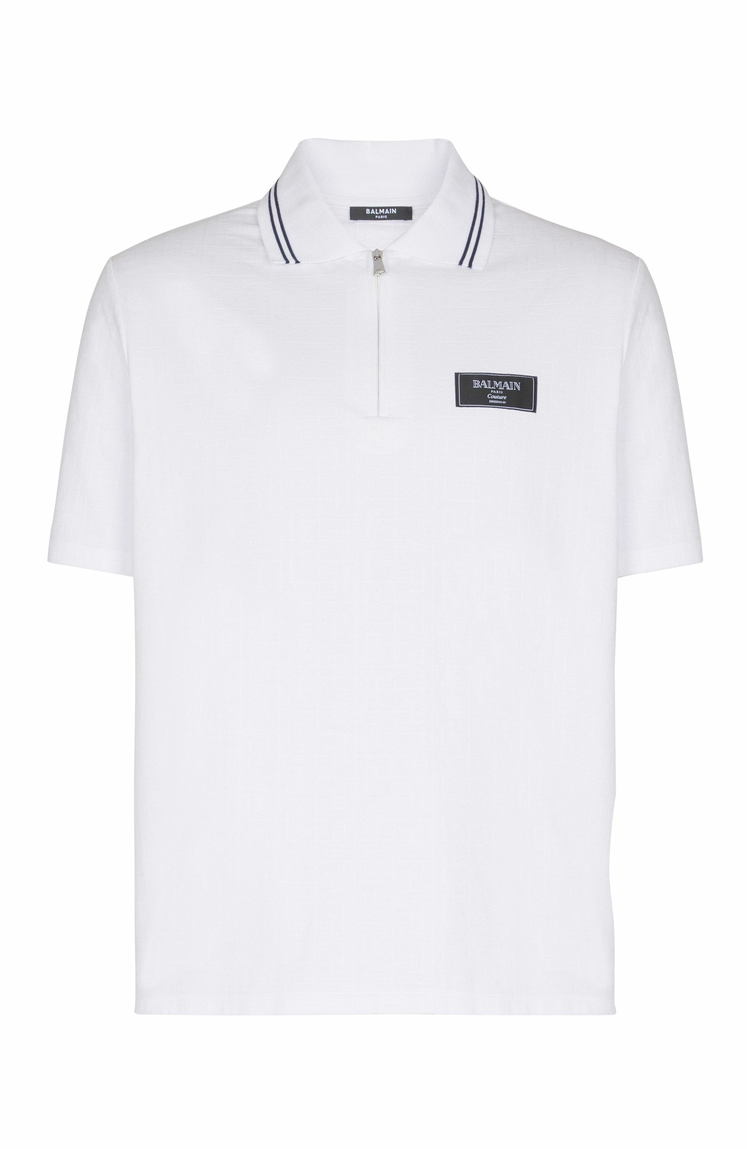 Monogrammed polo shirt with Balmain Couture label in White at Nordstrom - 5