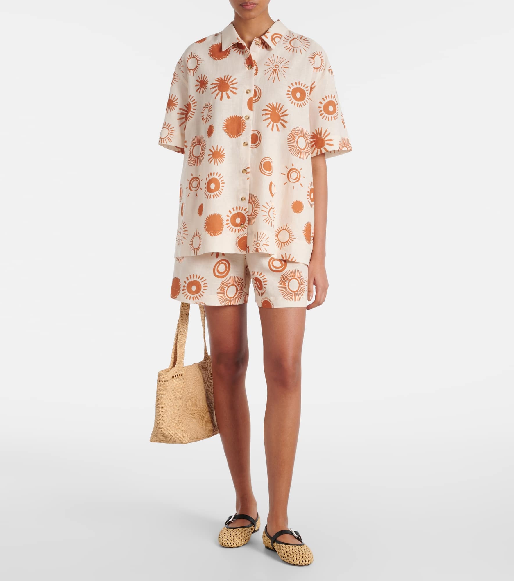 Dallas printed linen and cotton shorts - 2