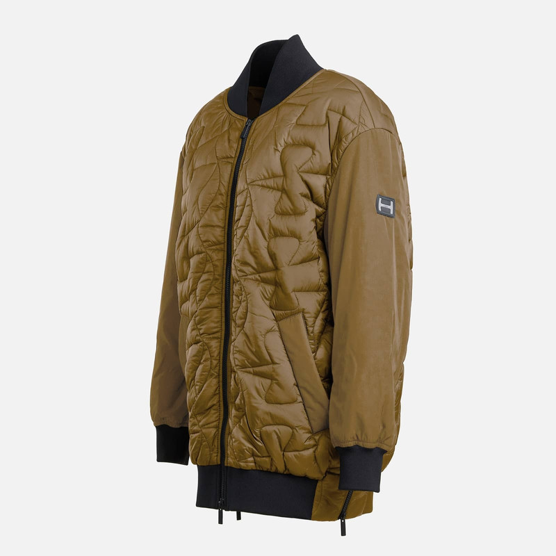 Long Quilted Bomber Jacket Green 7