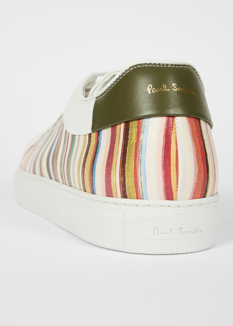 White 'Painted Signature Stripe' Leather 'Basso' Trainers 4