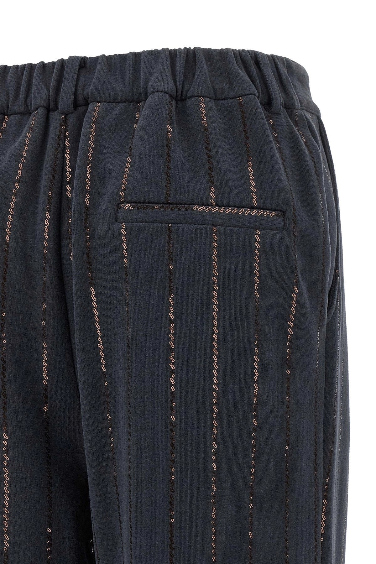 Brunello Cucinelli Women 'Dazzling Chalk Stripe Embroidery' Joggers - 4