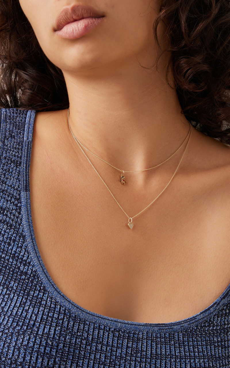 SYDNEY EVAN Baby Robot Charm Tiffany Chain 14K Gold Diamond Necklace gold outlook