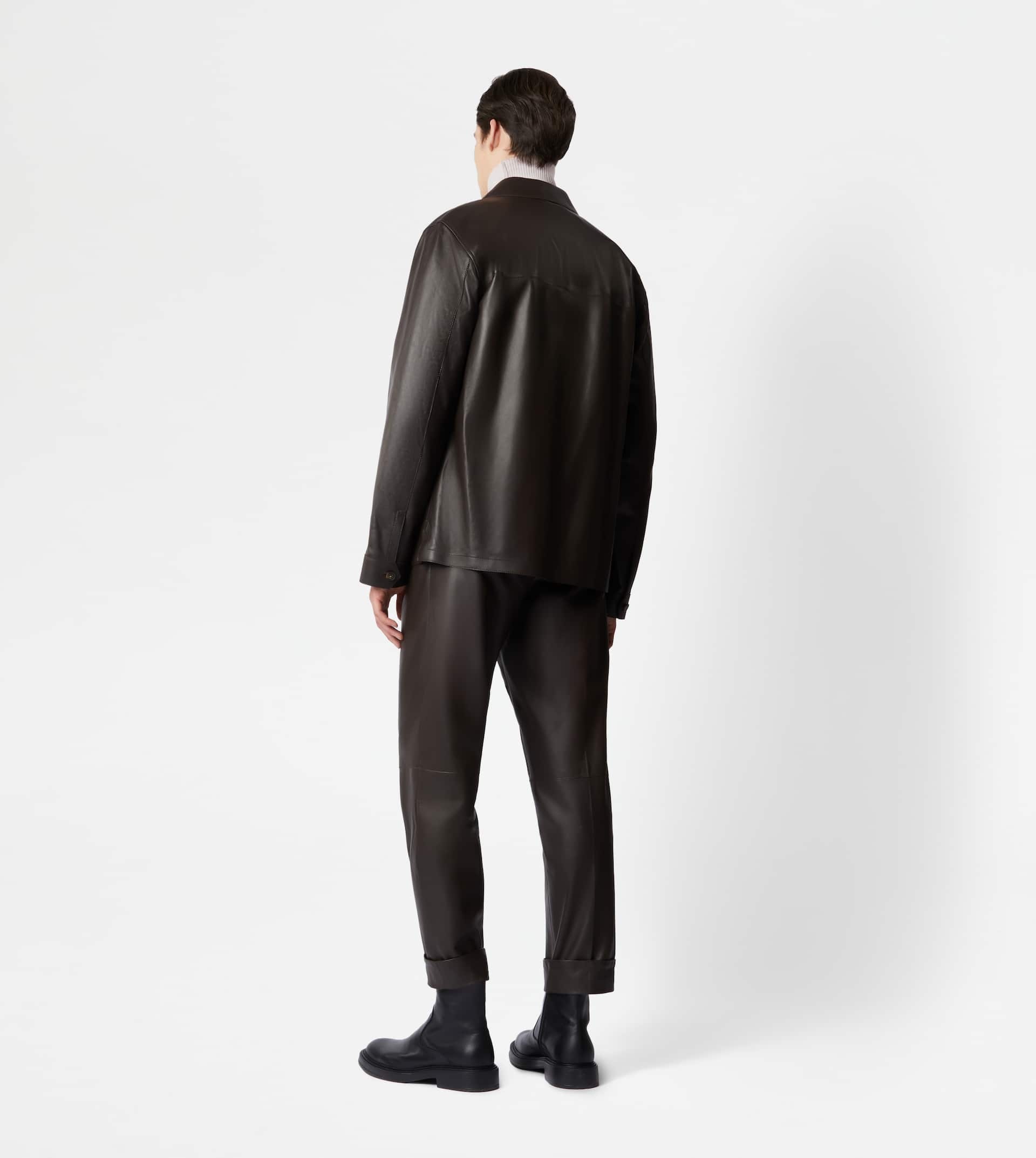OVER SHIRT IN NAPPA LEATHER - BROWN - 3