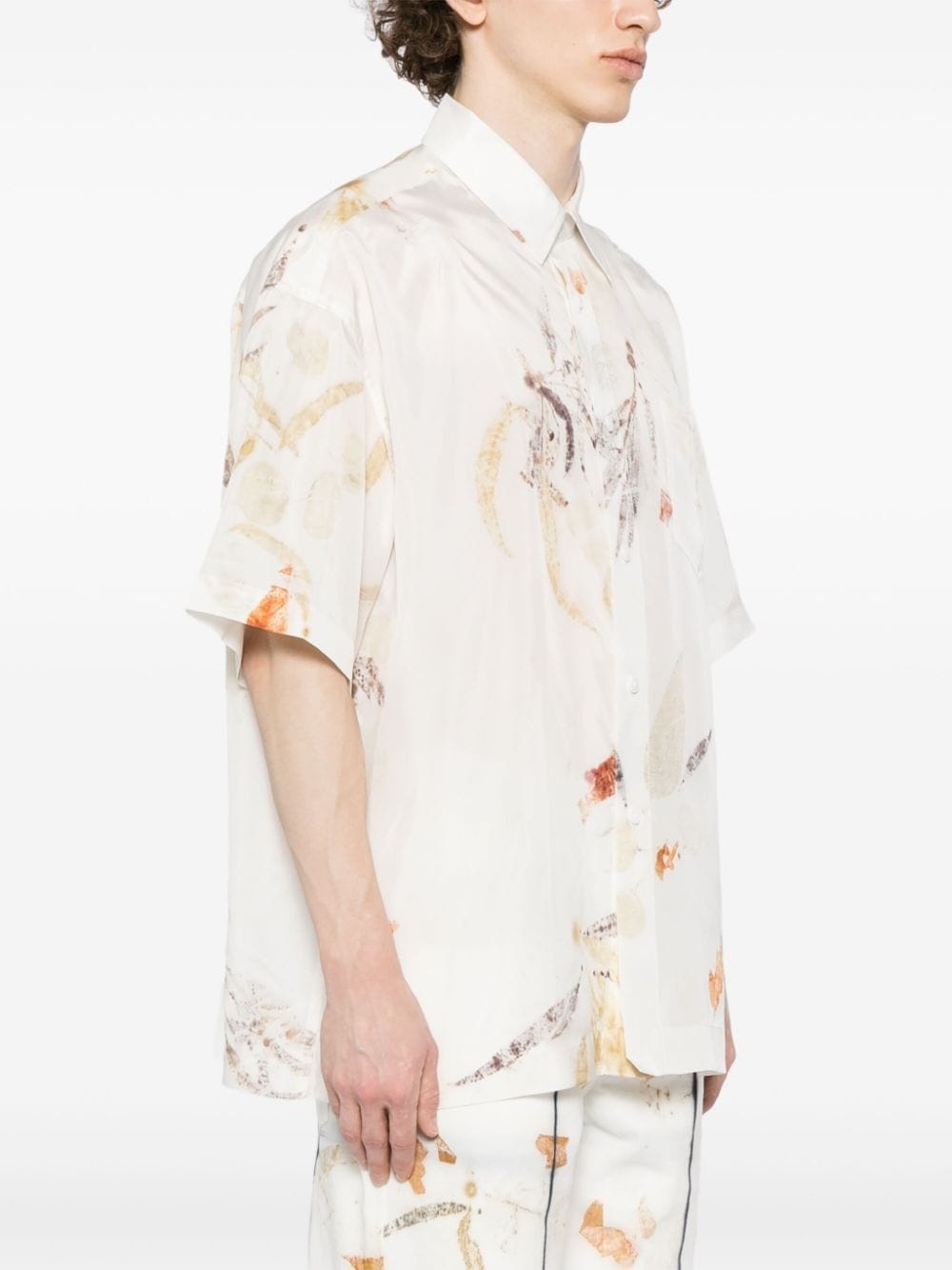 leaf-print silk shirt - 3