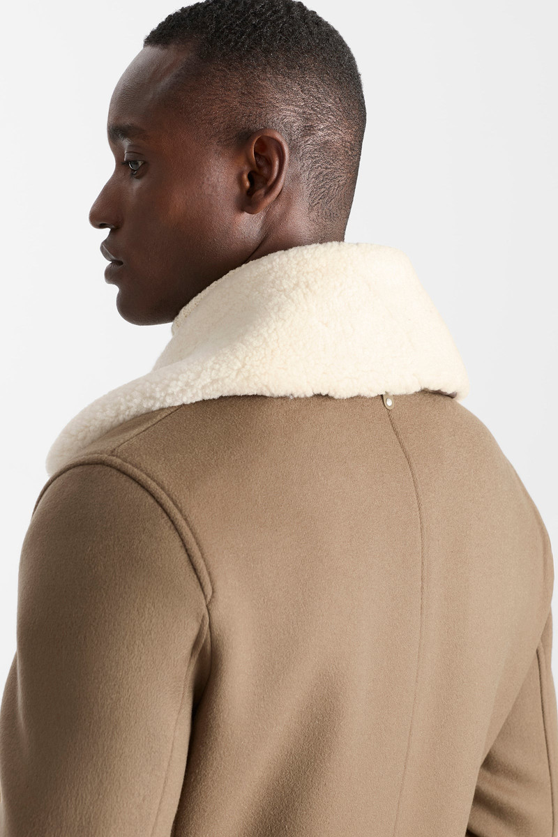 COLE-Z wool double-breasted jacket with shearling collar 11
