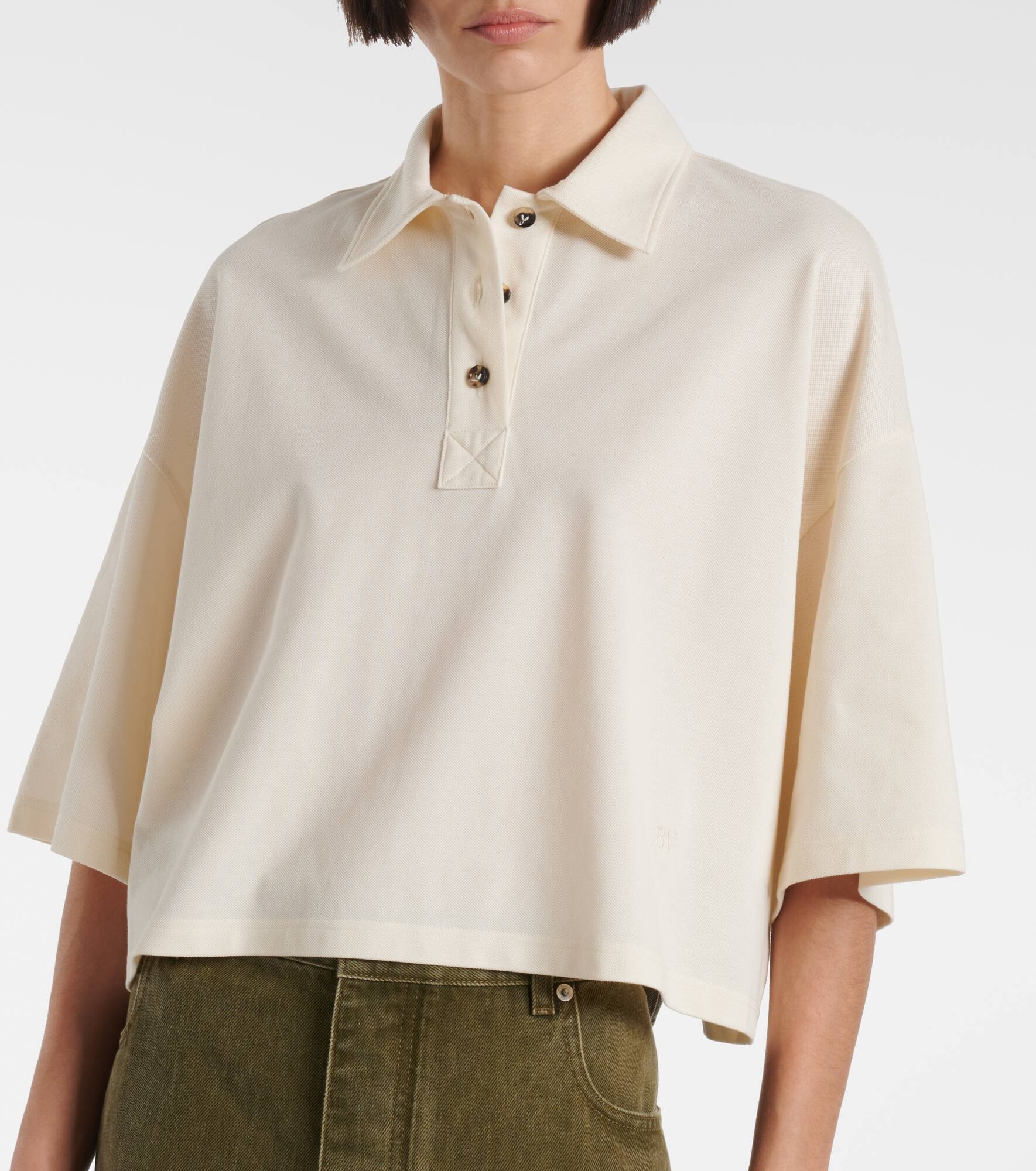 Cropped cotton polo shirt - 5