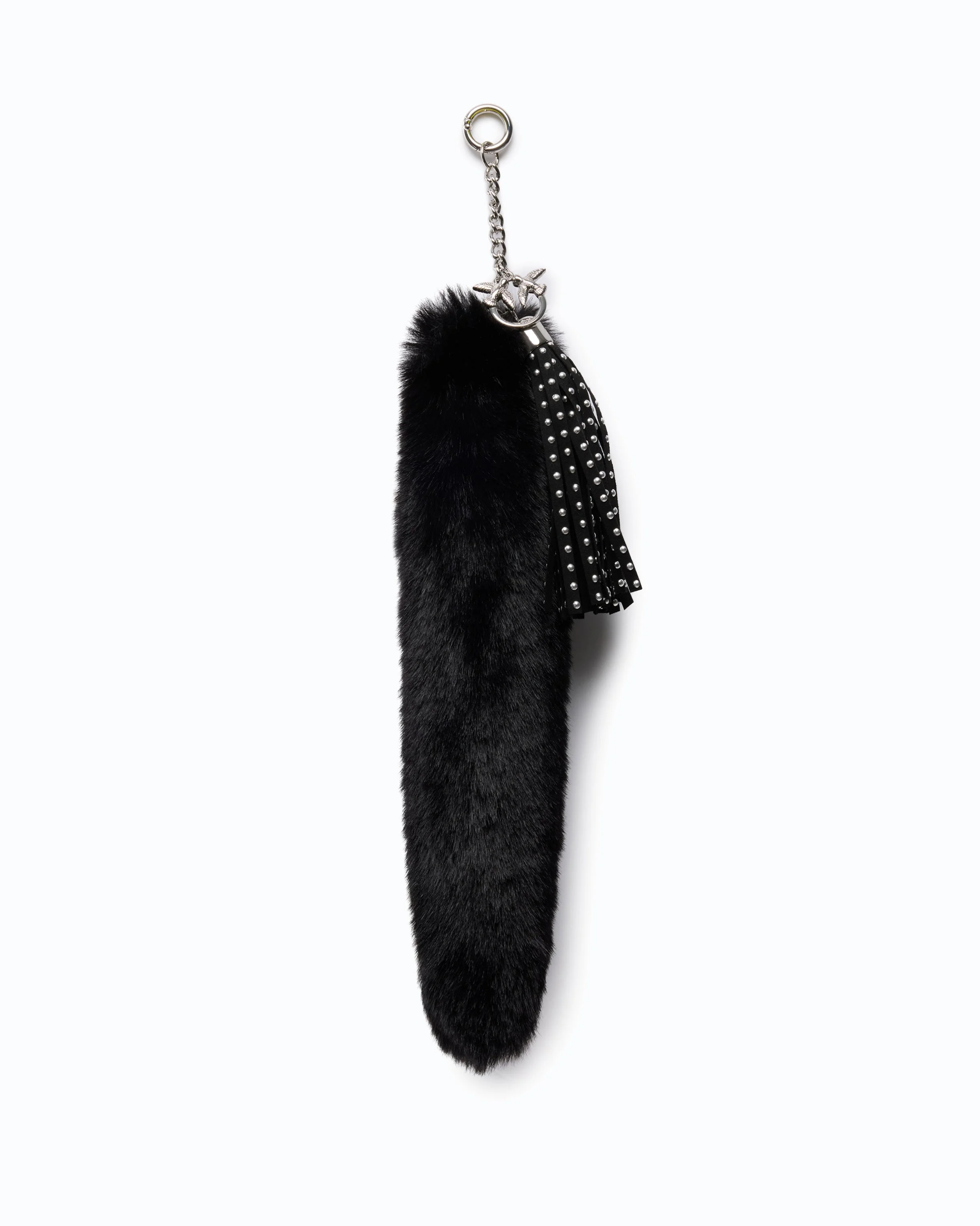FAUX FUR PENDANT CHARM KEYRING WITH STUDS - 1