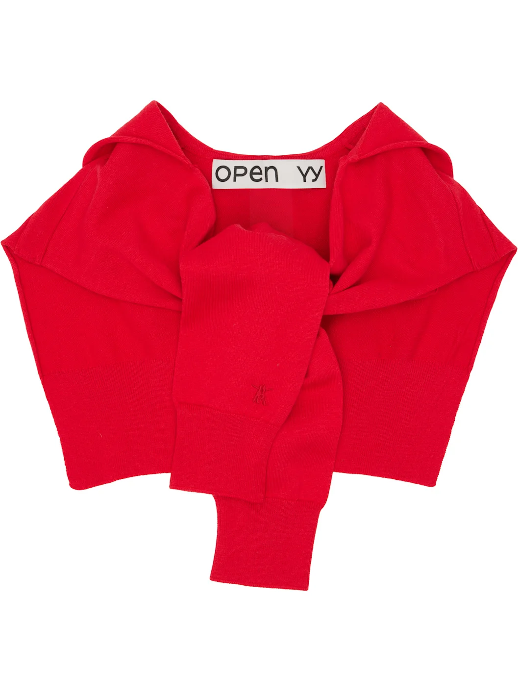 Red Hoodie Sleeve Layer Scarf Hood - 1